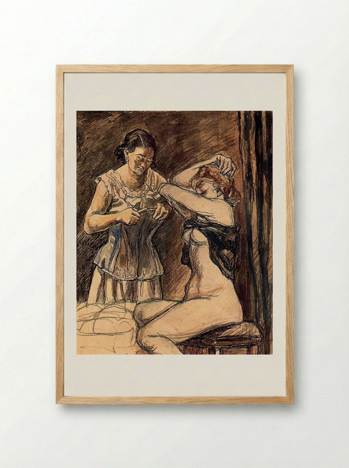 Two Women - José Gutiérrez Solana - Framed Print Wood