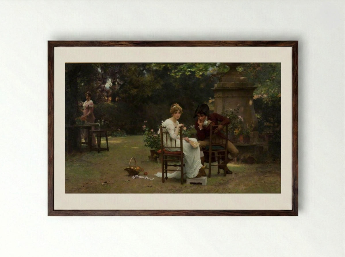 Two’s Company, Three’s None - Marcus Stone - Framed Print Dark Wood