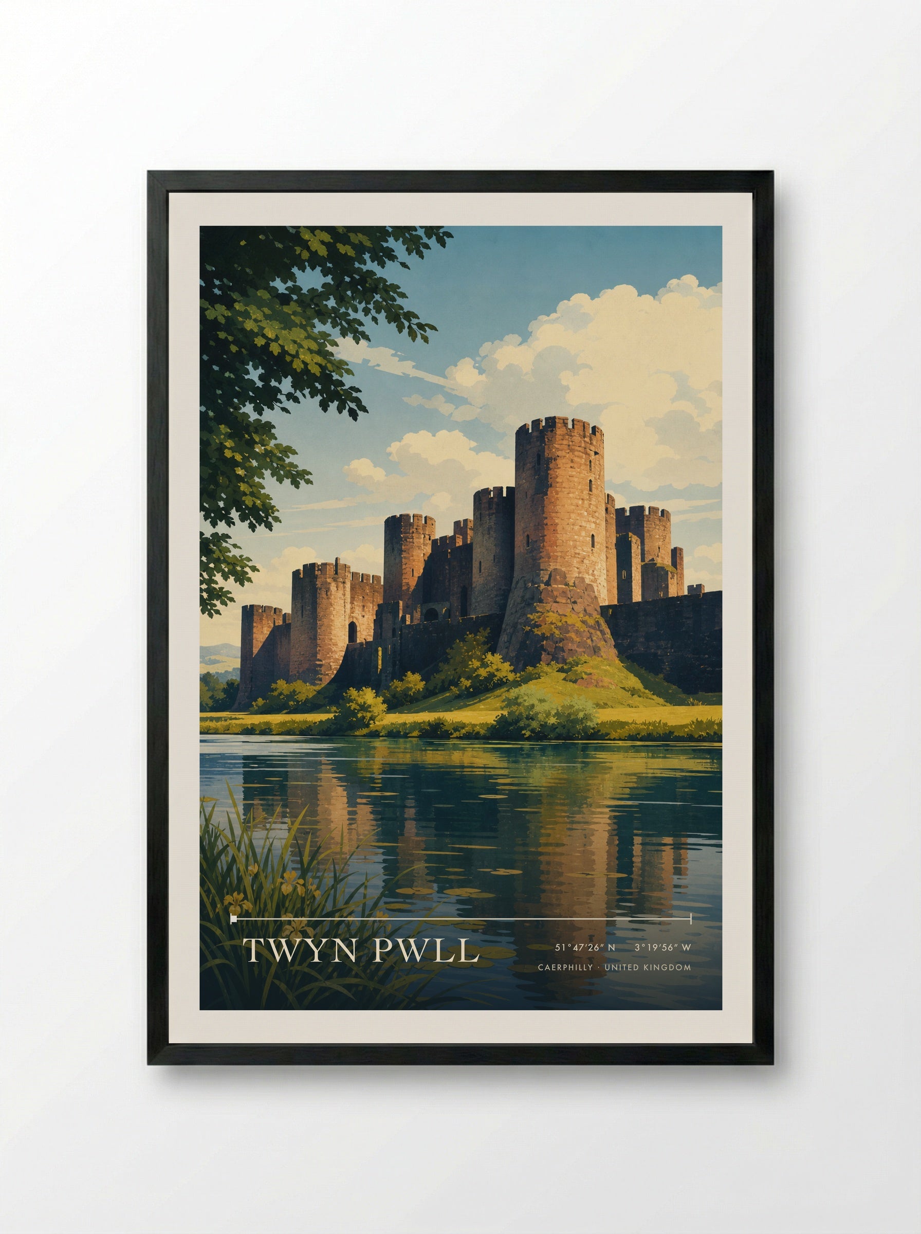 Twyn Pwll Caerphilly United Kingdom Travel Poster - Framed Print Black