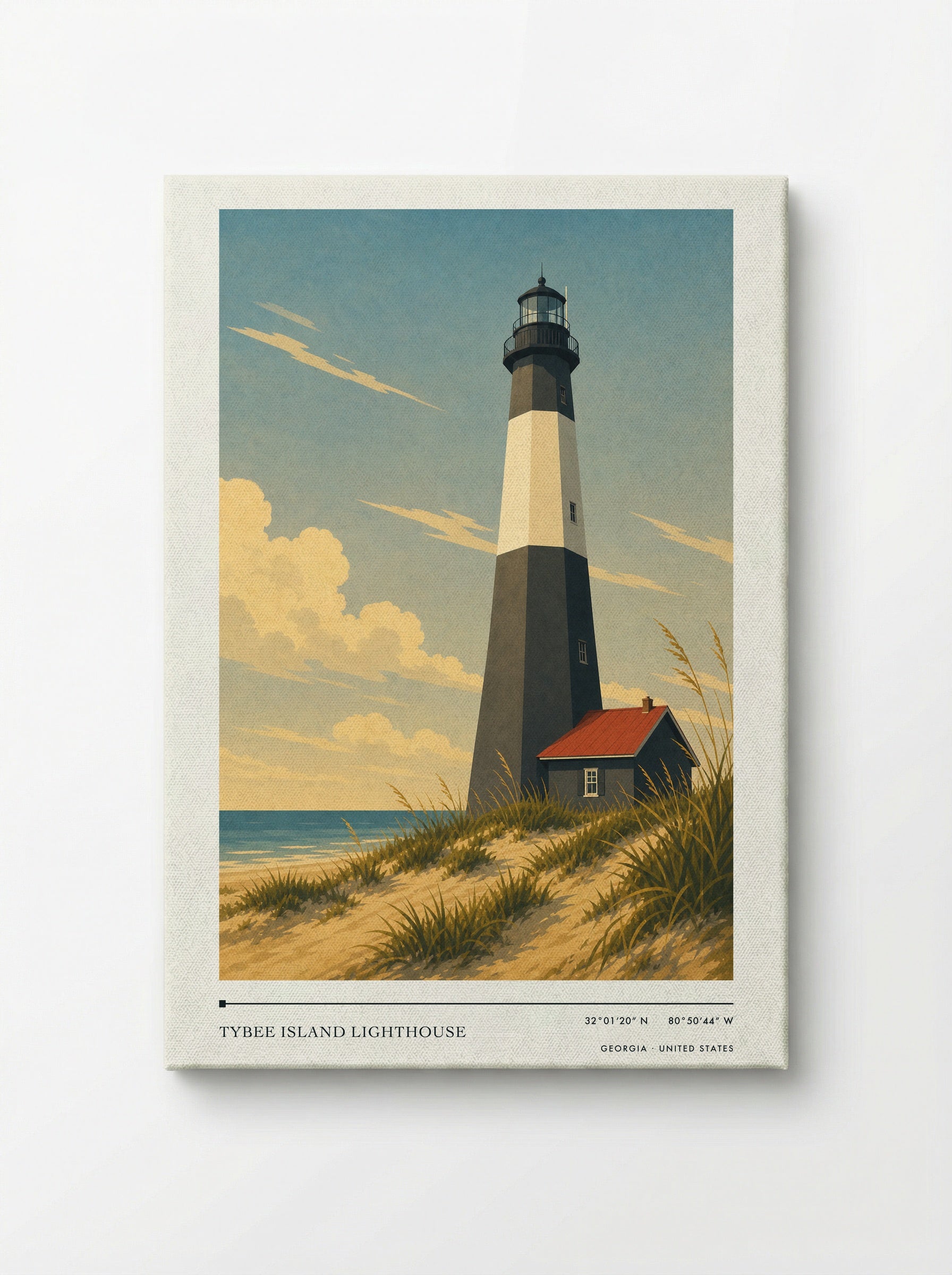 Tybee Island Lighthouse Georgia United States Travel Poster - Canvas