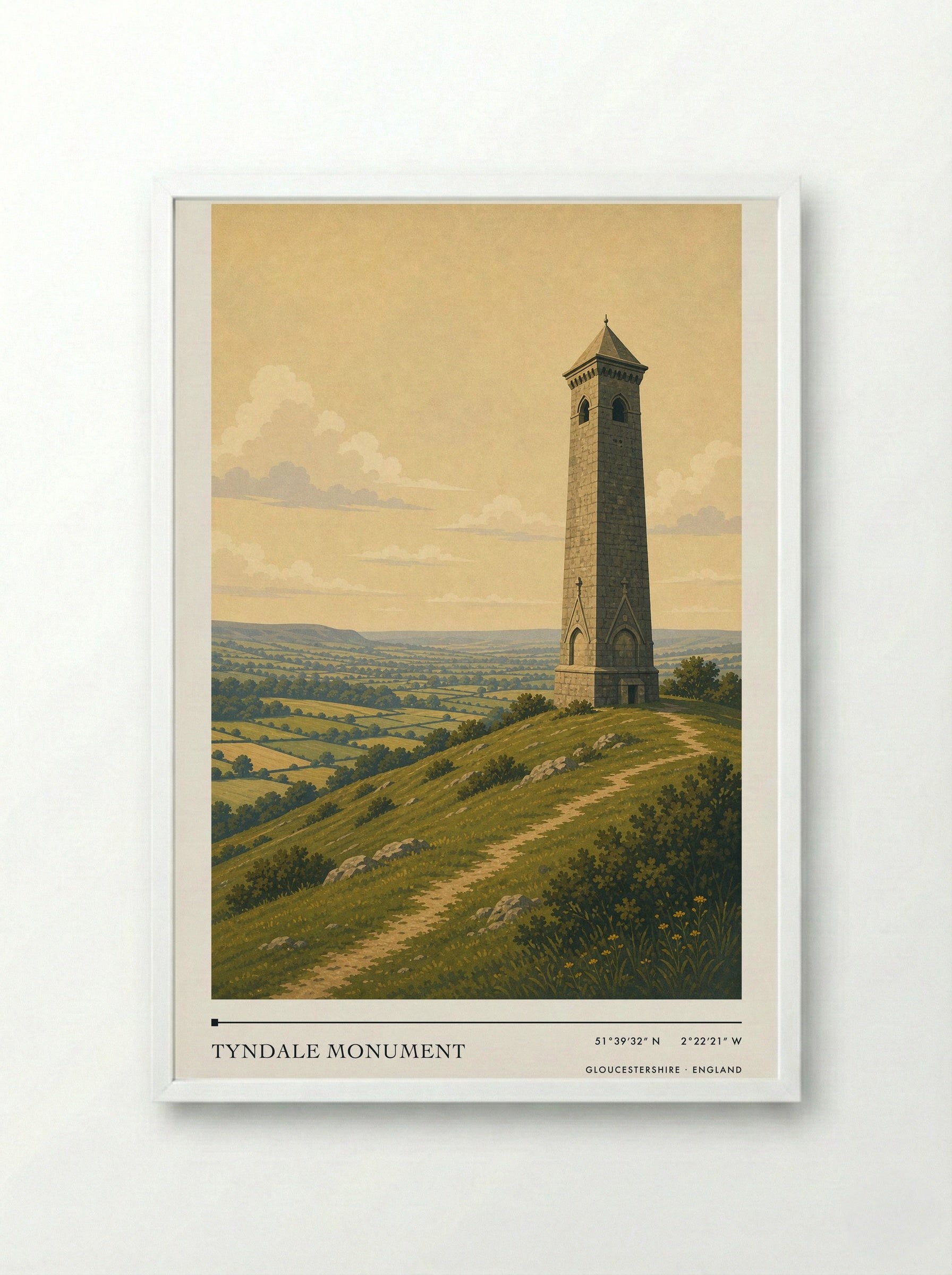 Tyndale Monument Gloucestershire England Travel Poster - Framed Print White