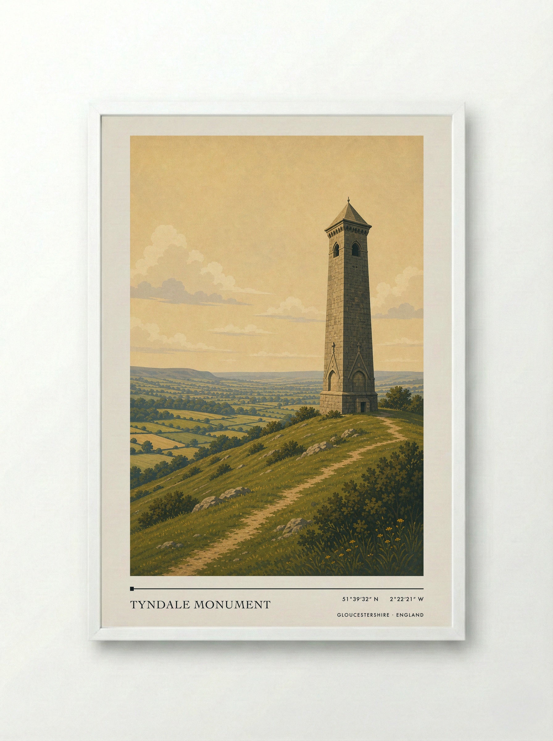 Tyndale Monument Gloucestershire England Travel Poster - Framed Print White