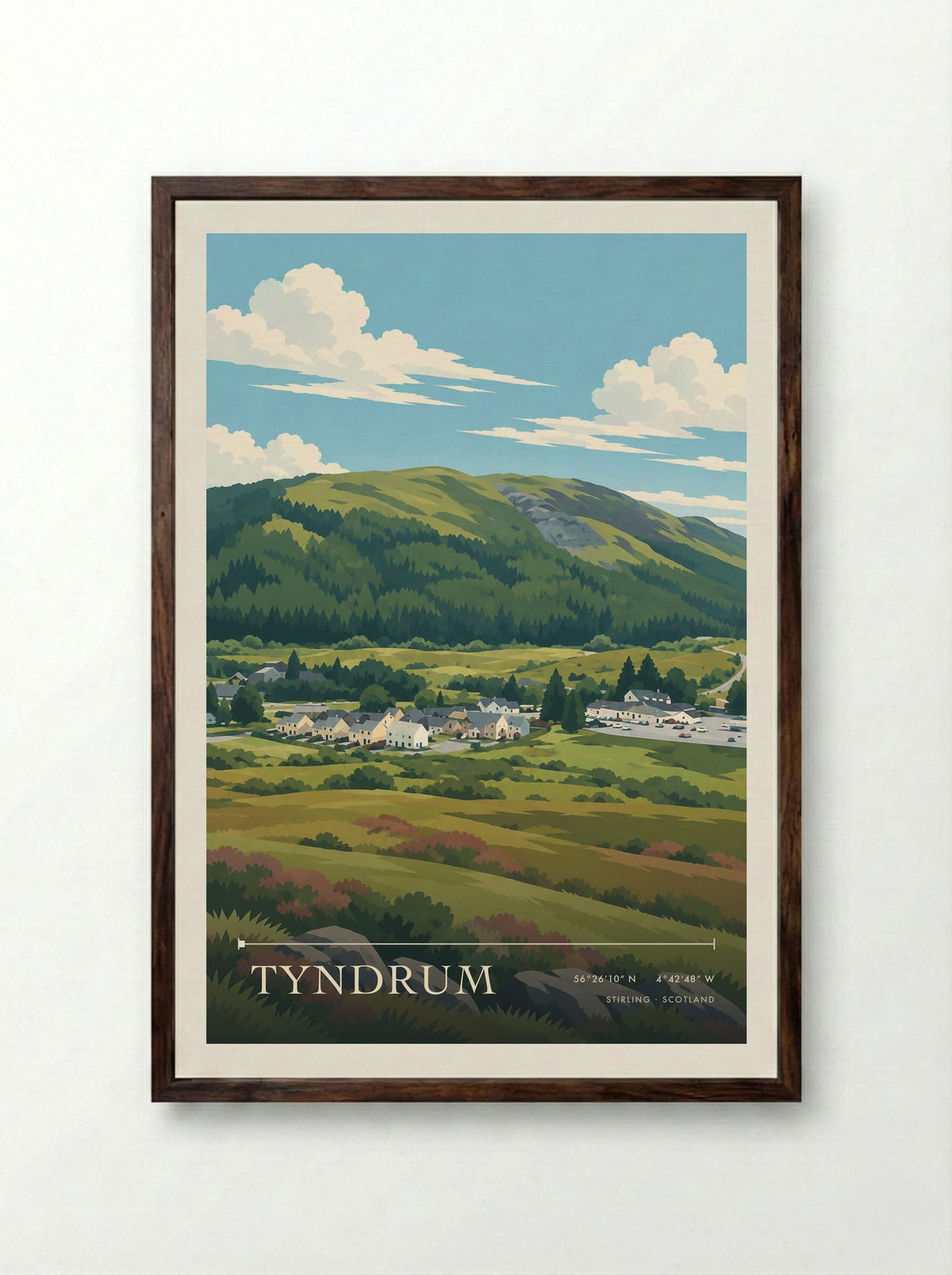 Tyndrum, Stirling | Travel Poster - Framed Print Dark Wood