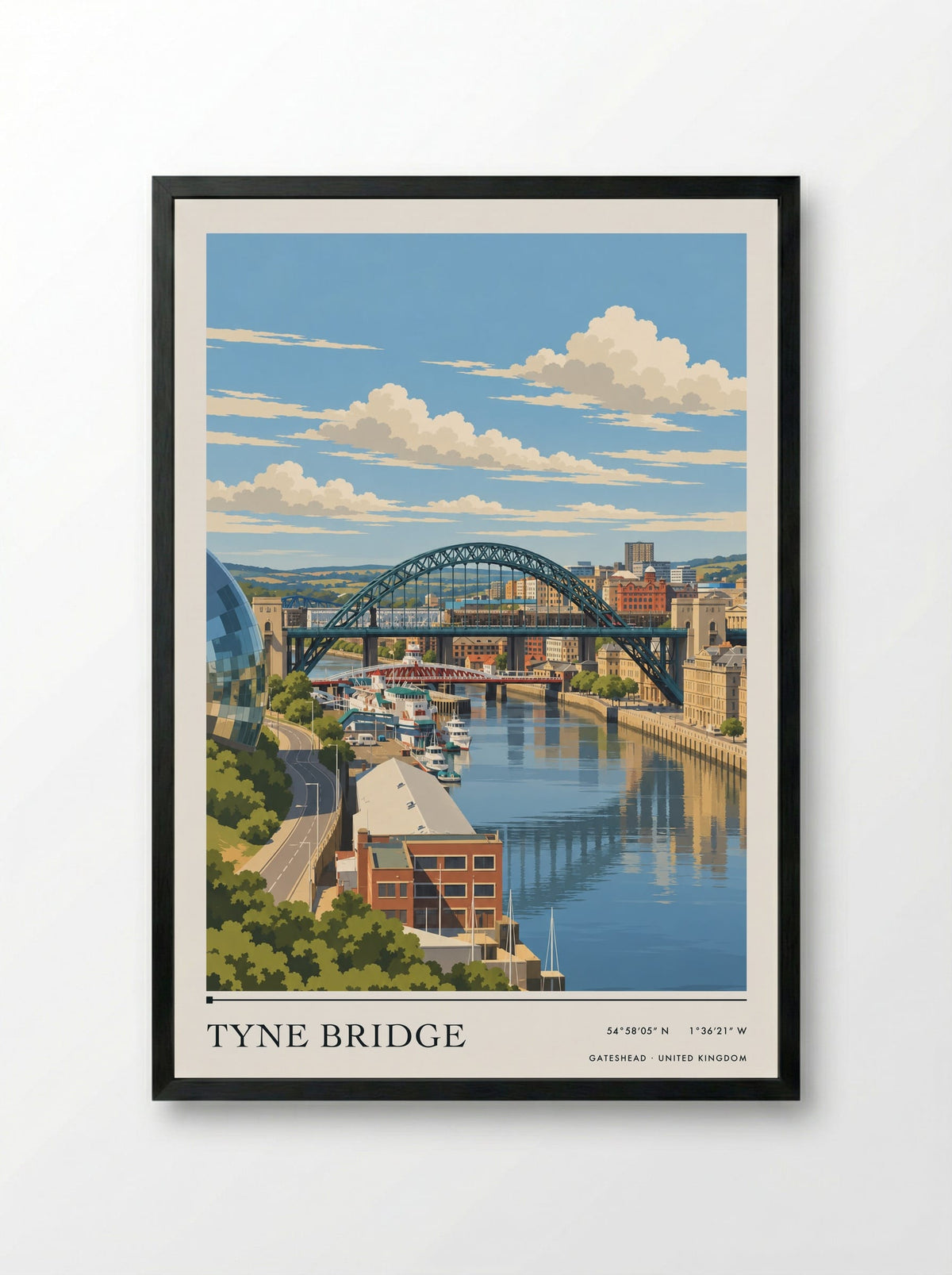 Tyne Bridge, Gateshead | Travel Poster - Framed Print Black