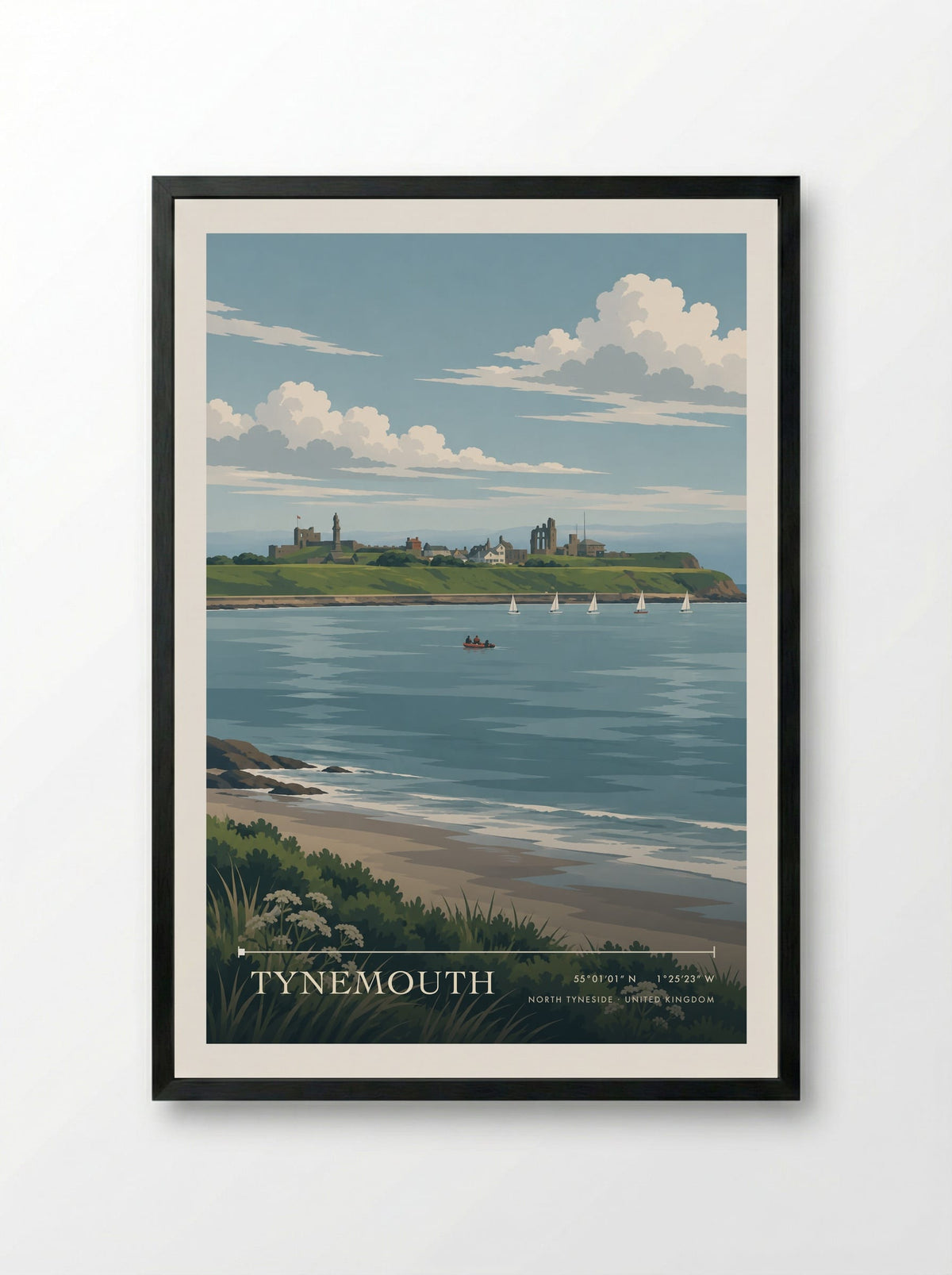 Tynemouth, North Tyneside | Travel Poster - Framed Print Black