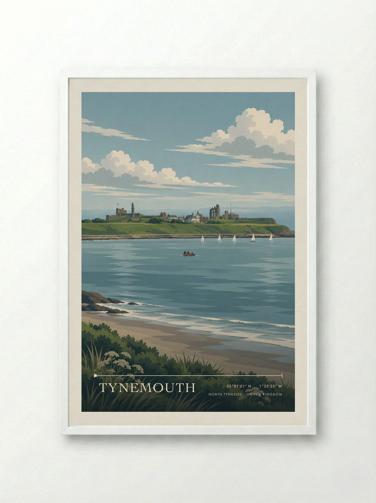 Tynemouth, North Tyneside | Travel Poster - Framed Print White