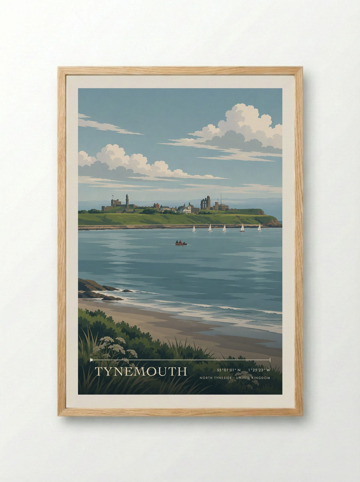 Tynemouth, North Tyneside | Travel Poster - Framed Print Wood