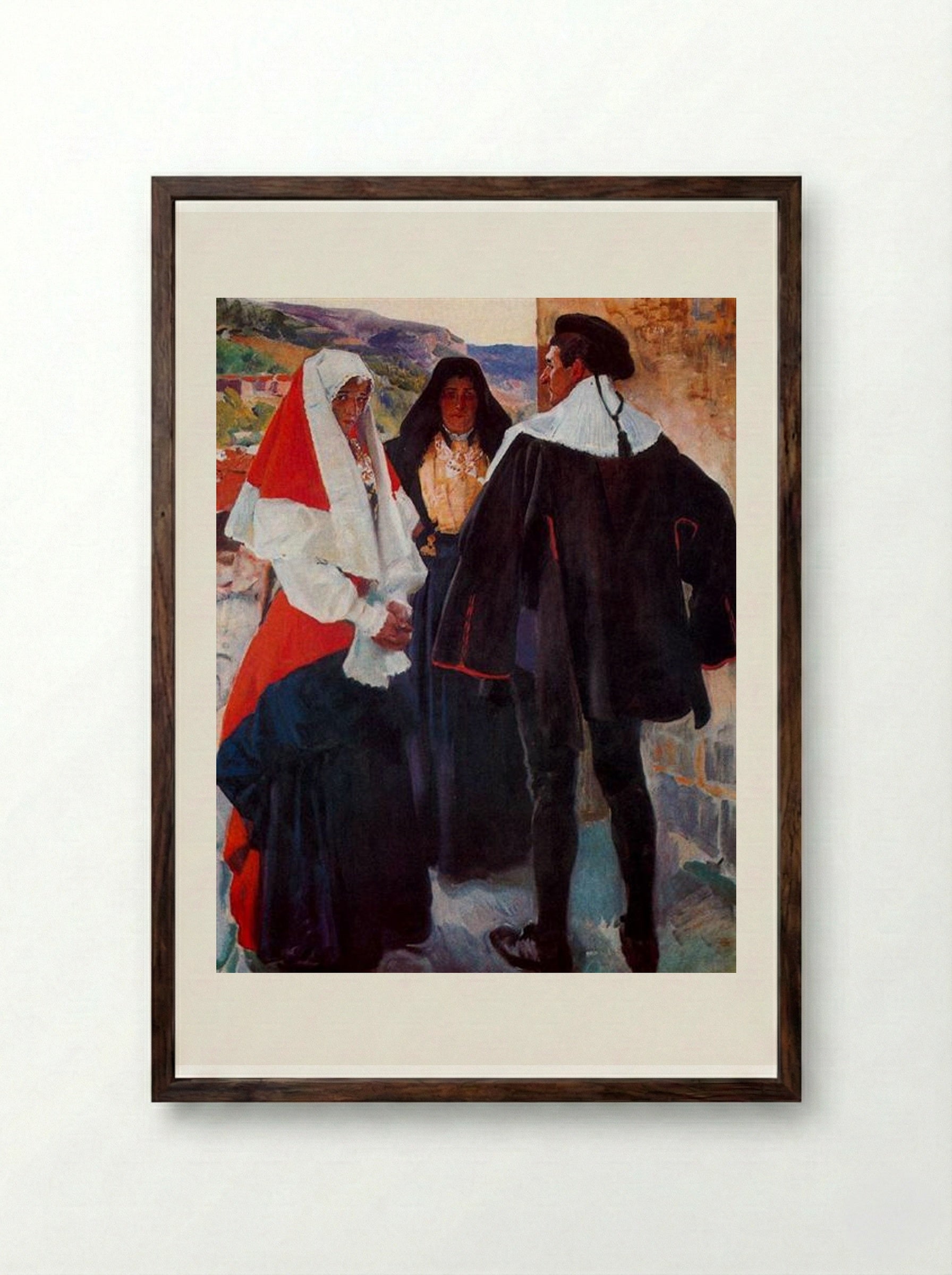 Types of the Roncal - Joaquín Sorolla - Framed Print Dark Wood