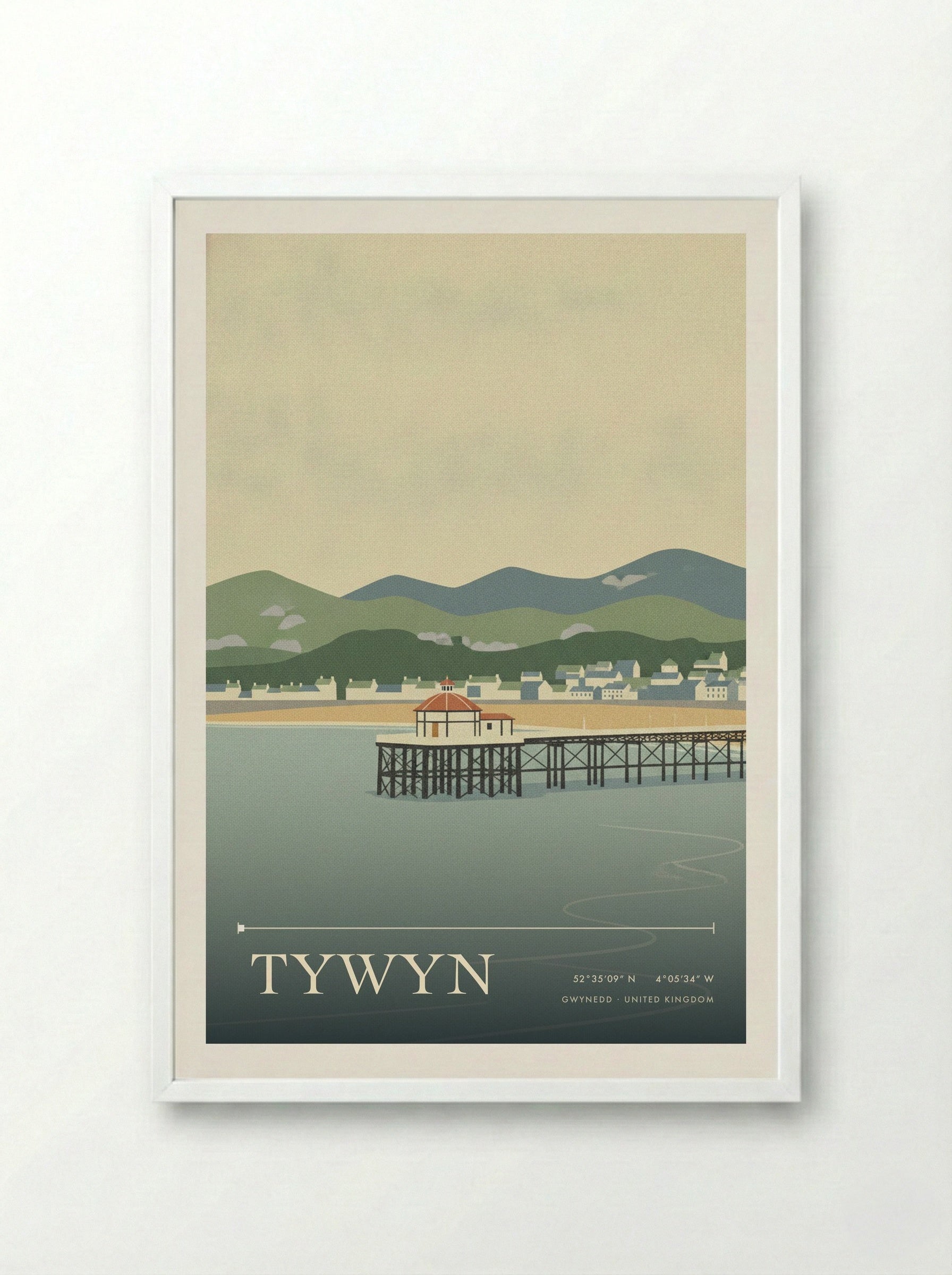 Tywyn Gwynedd United Kingdom Travel Poster - Framed Print White