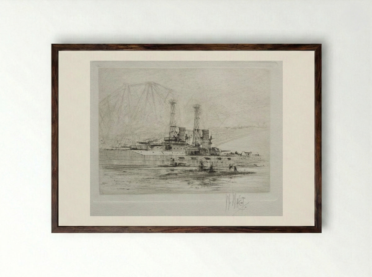 U. S. S. Delaware - William Walcot - Framed Print Dark Wood