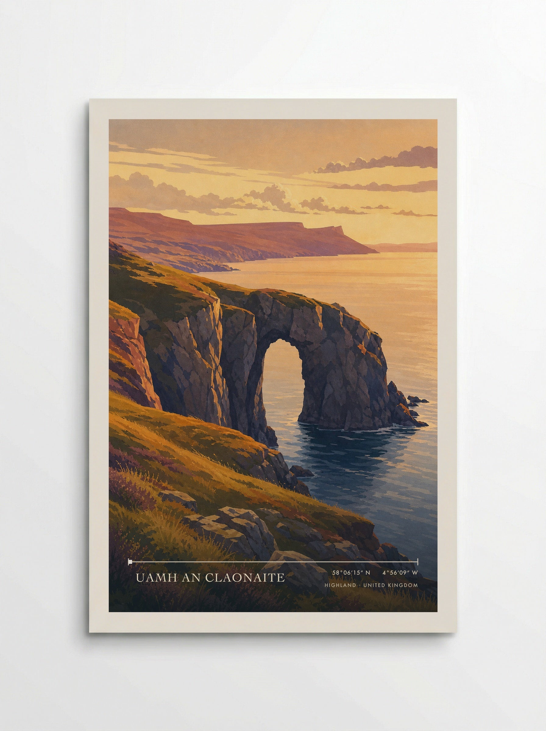 Uamh An Claonaite Highland United Kingdom Travel Poster - Poster