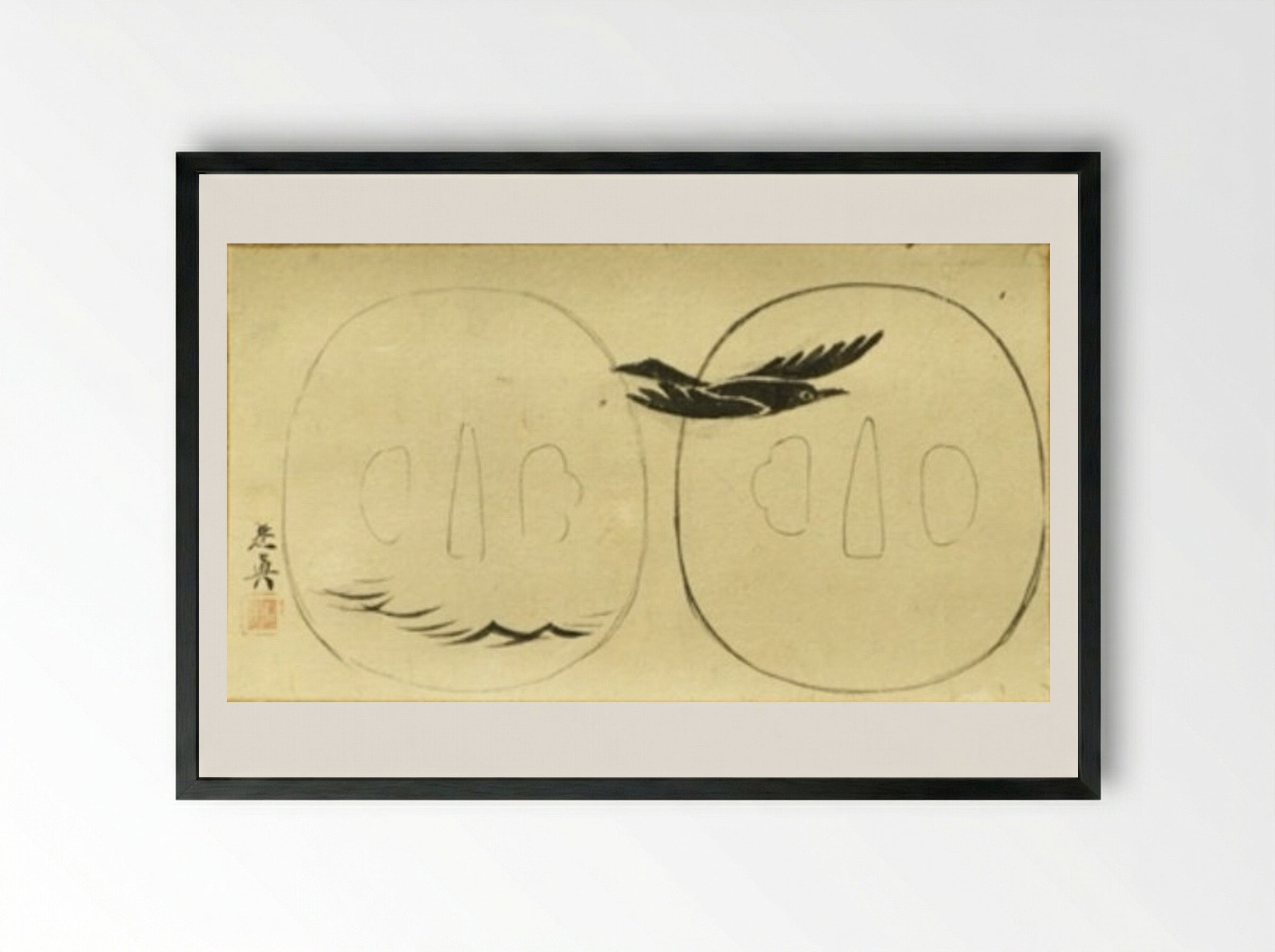 Uba (Design for Tsuba) - Shibata Zeshin - Framed Print Black