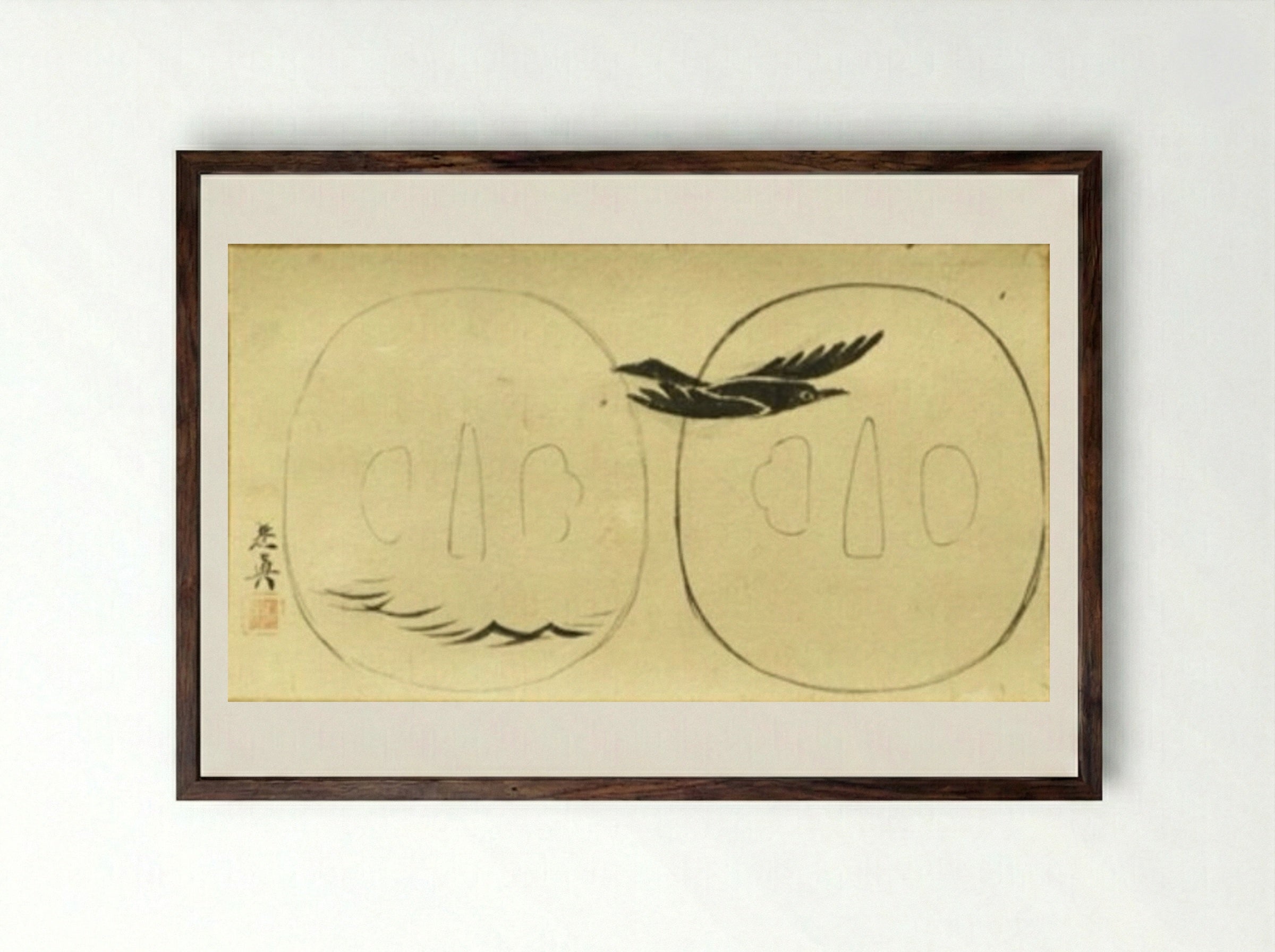 Uba (Design for Tsuba) - Shibata Zeshin - Framed Print Dark Wood
