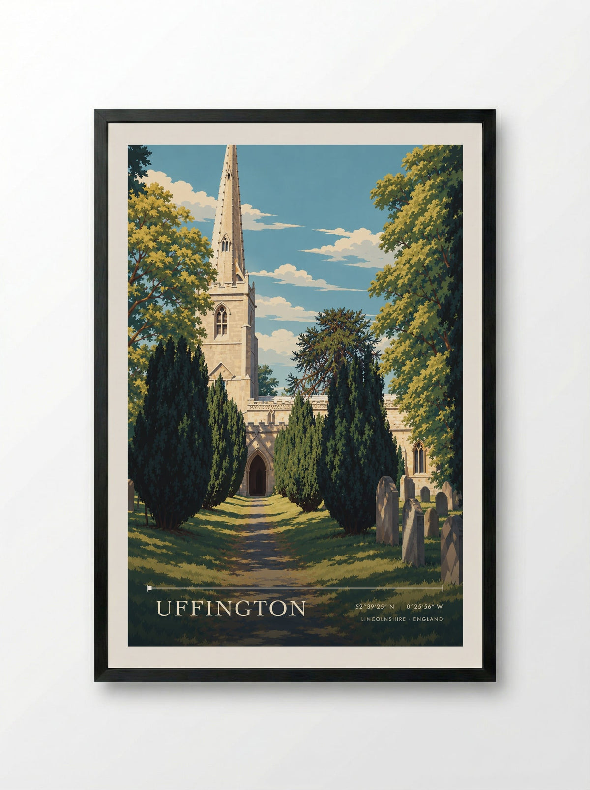 Uffington, Lincolnshire | Travel Poster - Framed Print Black