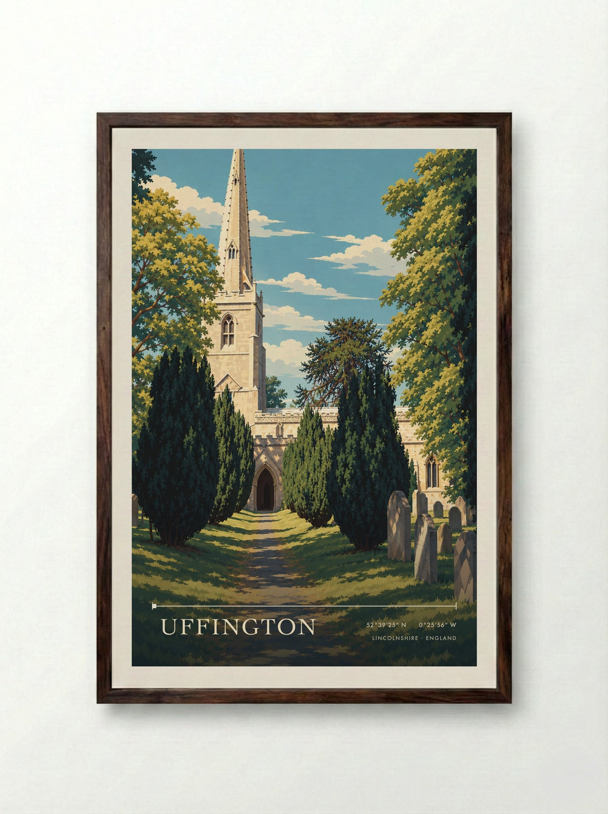 Uffington, Lincolnshire | Travel Poster - Framed Print Dark Wood