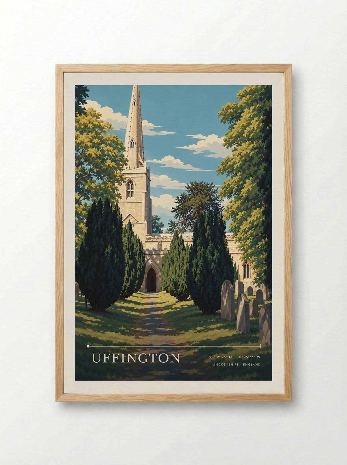 Uffington, Lincolnshire | Travel Poster - Framed Print Wood