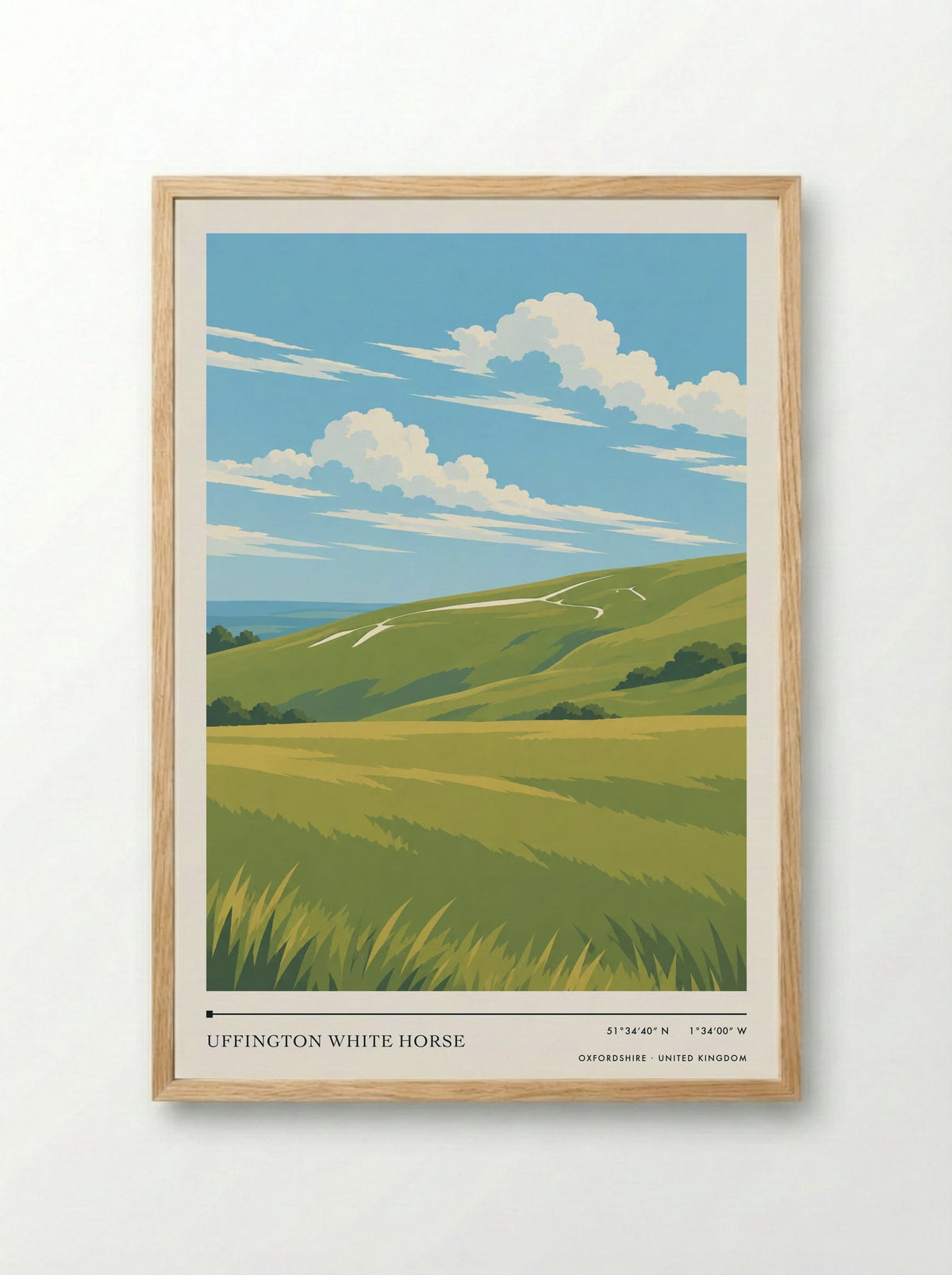Uffington White Horse, Oxfordshire | Travel Poster - Framed Print Wood