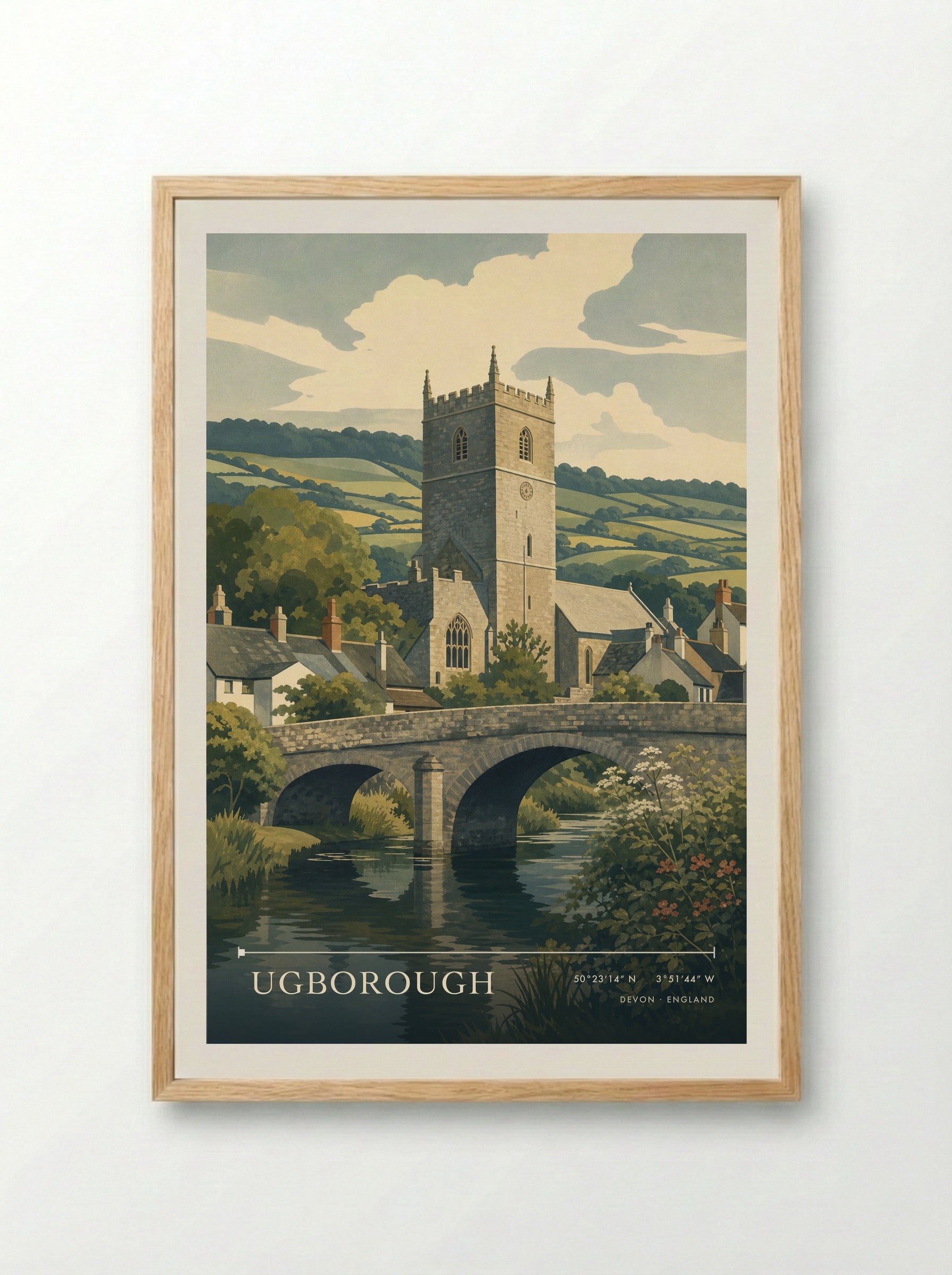 Ugborough Devon England Travel Poster - Framed Print Wood
