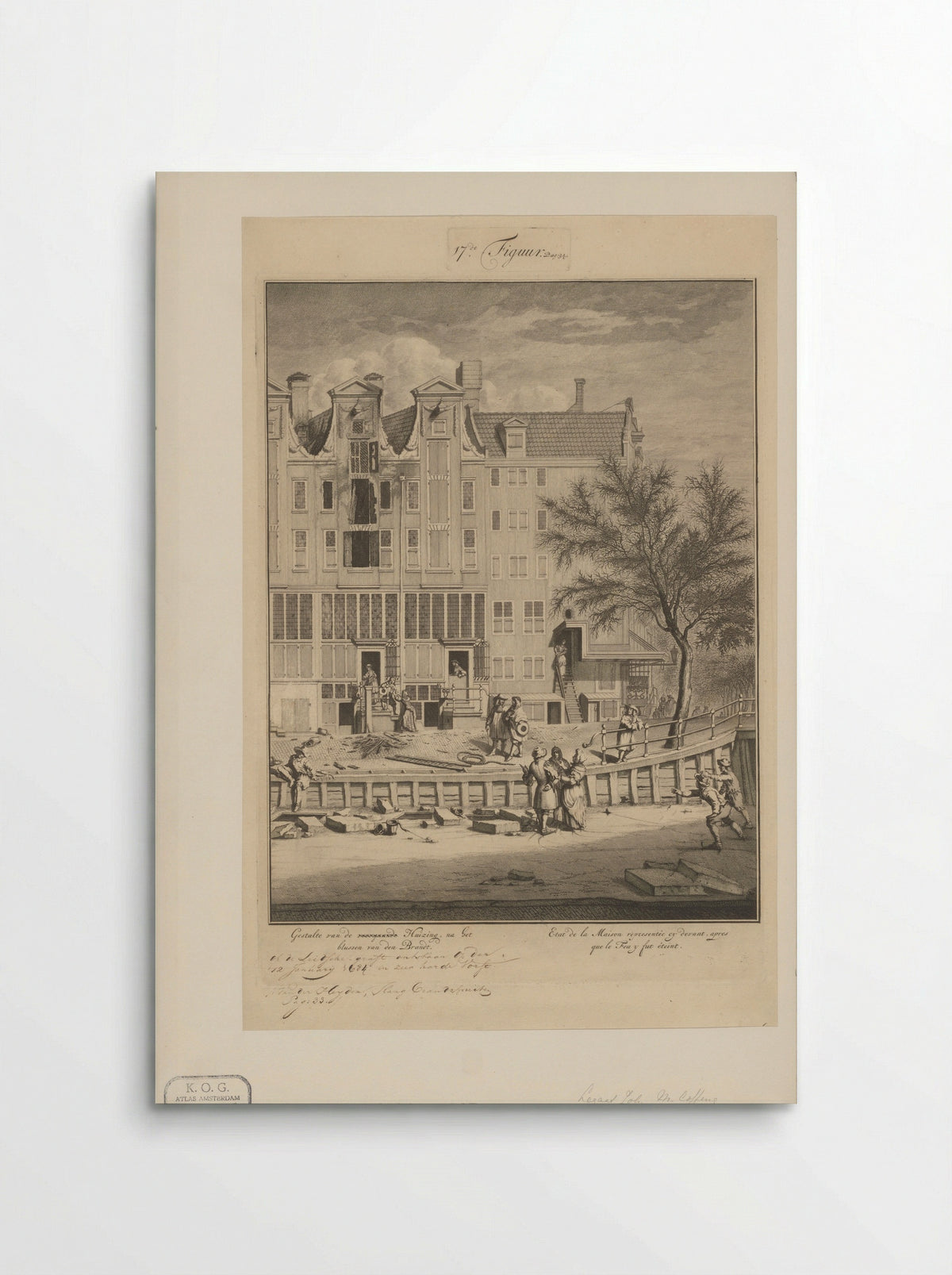 Uitgebrand huis op de Leidsegracht, 1684 - Joseph Mulder - Poster