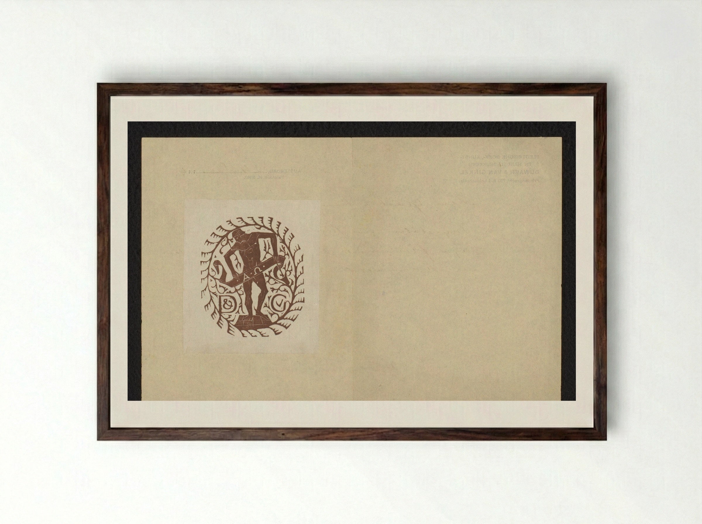 Uitgeversvignet van Duwaer & Van Ginkel - Mathieu Lauweriks - Framed Print Dark Wood