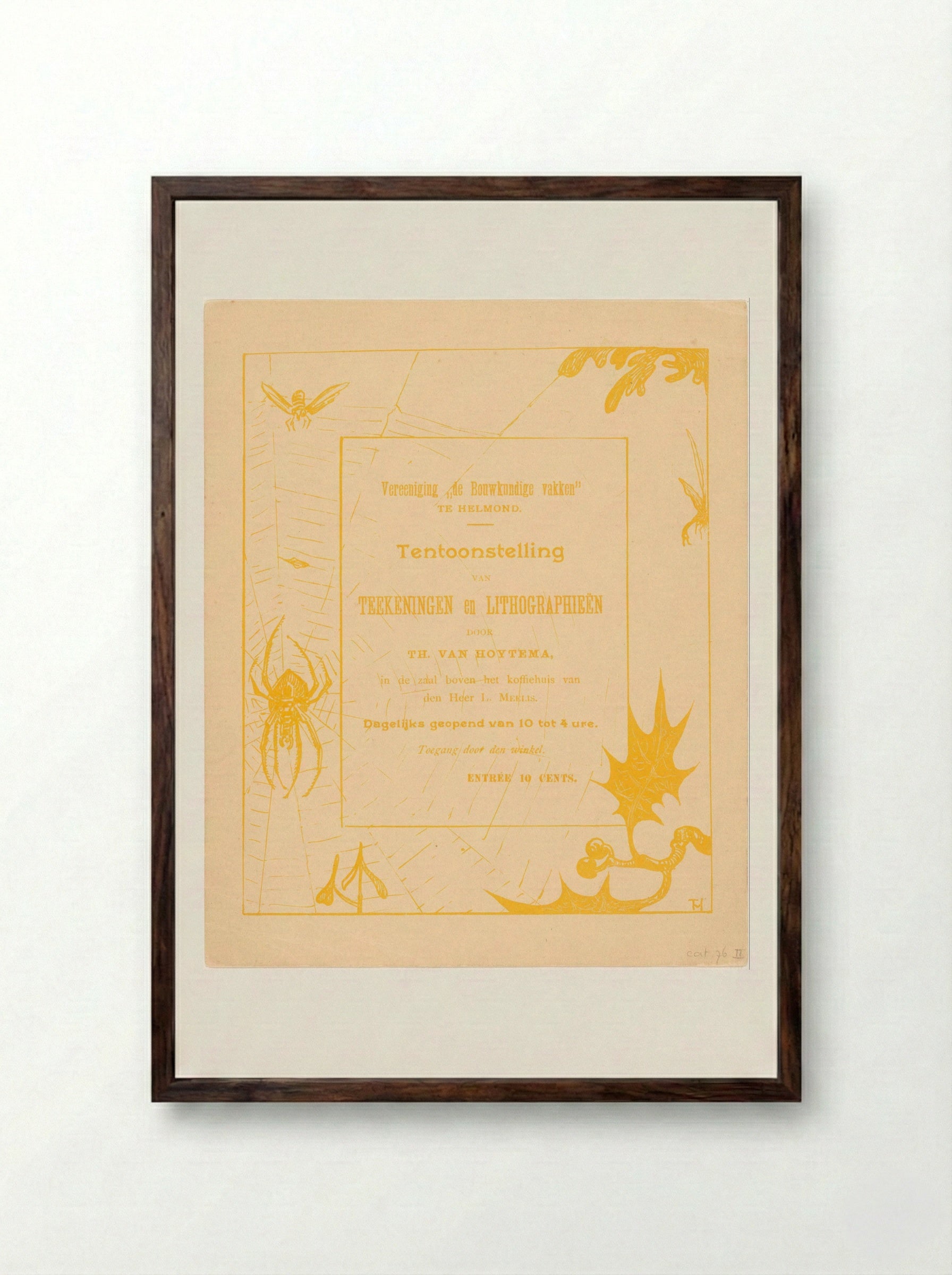 Uitnodiging met spin - Theo van Hoytema - Framed Print Dark Wood
