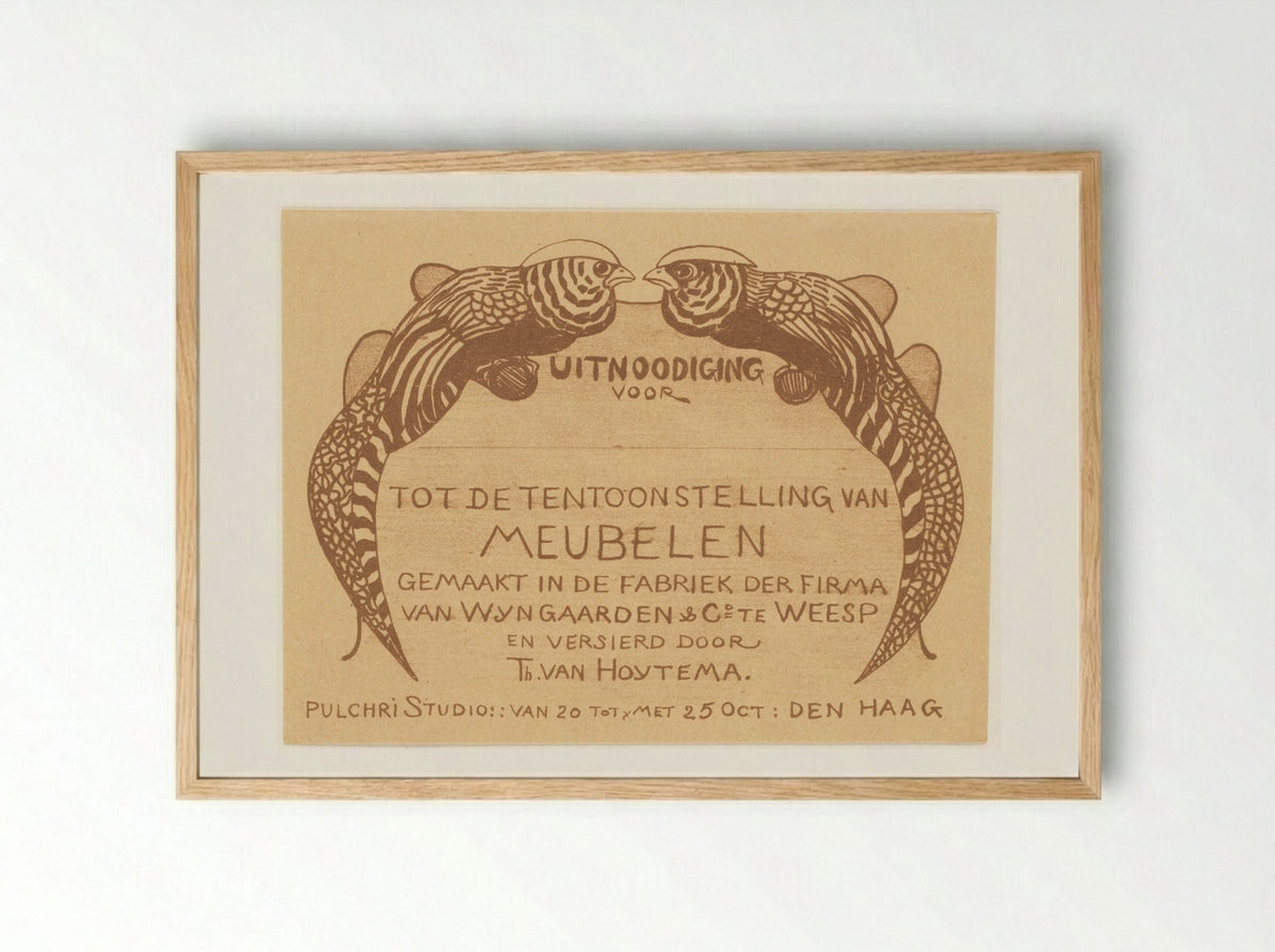 Uitnodigingskaart voor de tentoonstelling van meubelen - Theo van Hoytema - Framed Print Wood