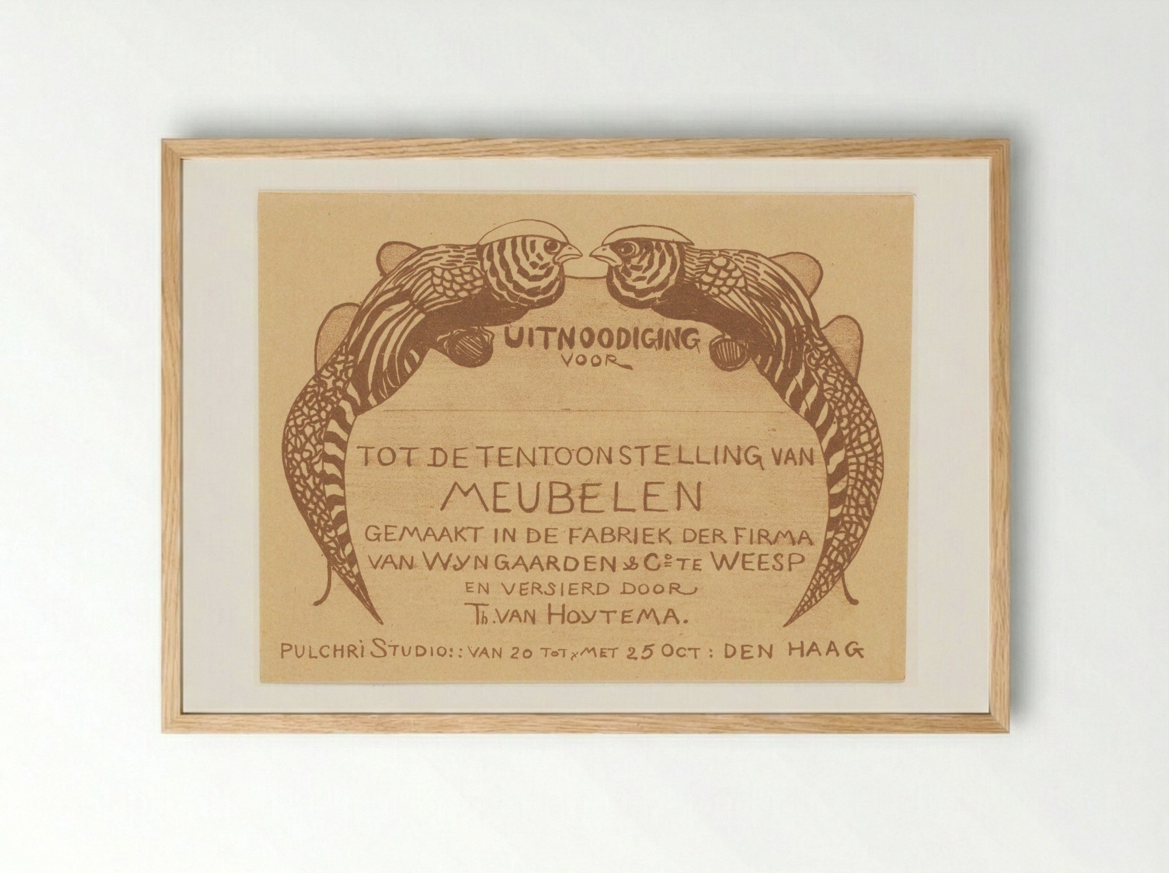 Uitnodigingskaart voor de tentoonstelling van meubelen - Theo van Hoytema - Framed Print Wood