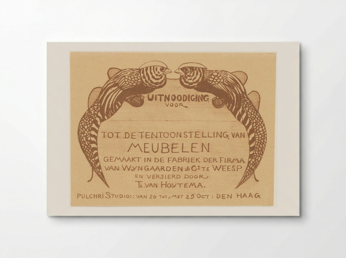 Uitnodigingskaart voor de tentoonstelling van meubelen - Theo van Hoytema - Poster