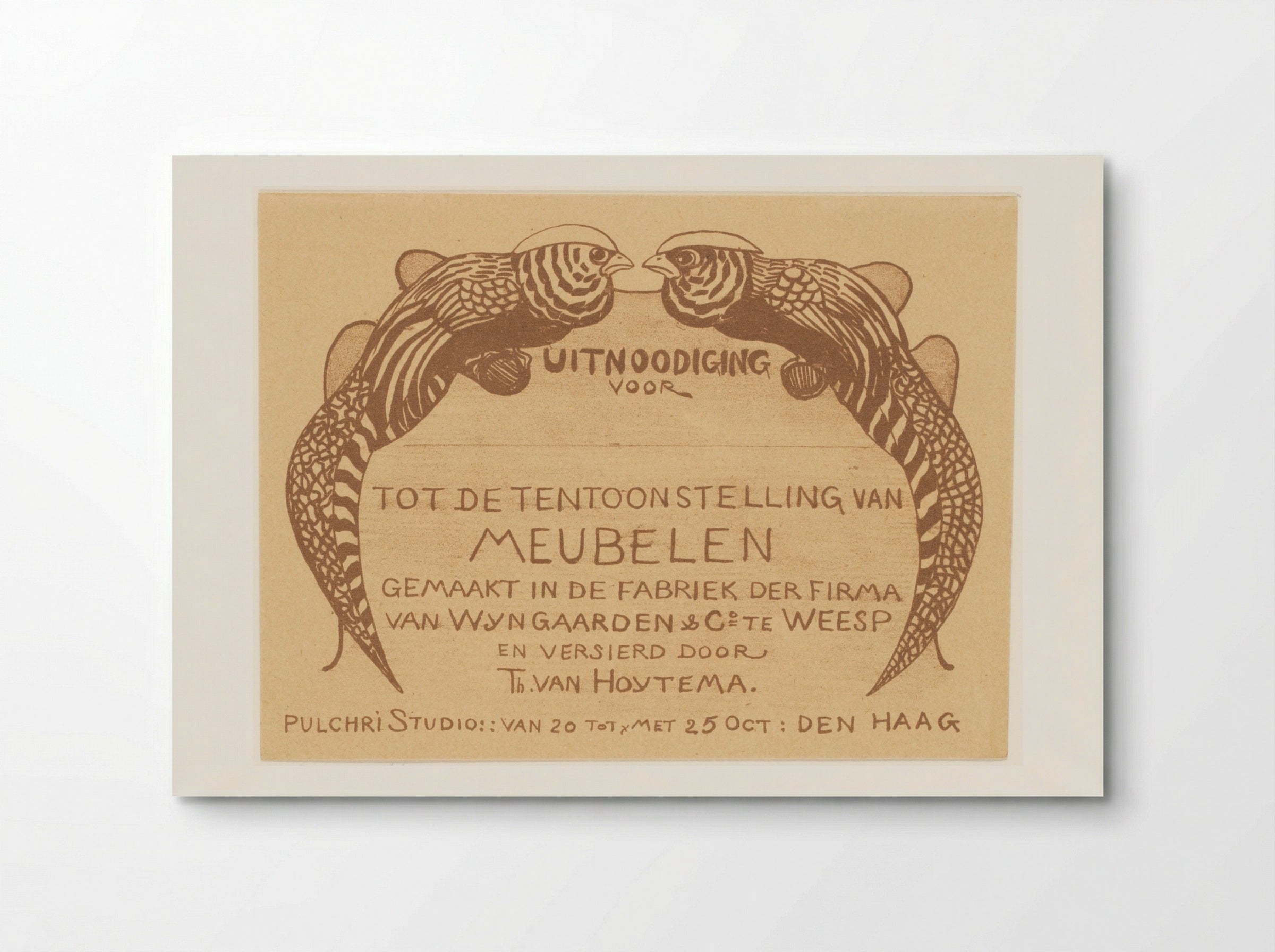 Uitnodigingskaart voor de tentoonstelling van meubelen - Theo van Hoytema - Poster