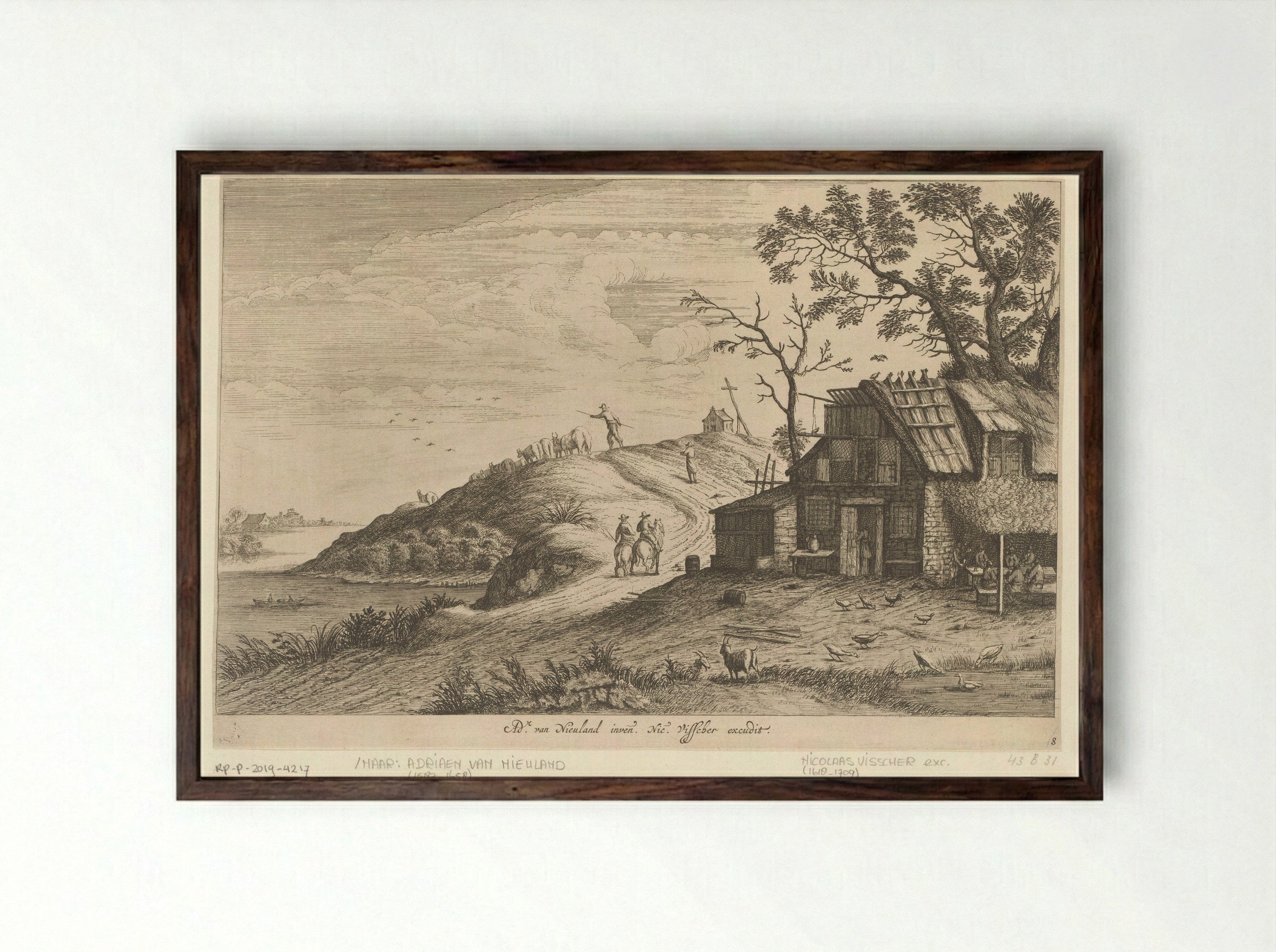 Uitspanning aan een weg - Pieter Nolpe - Framed Print Dark Wood