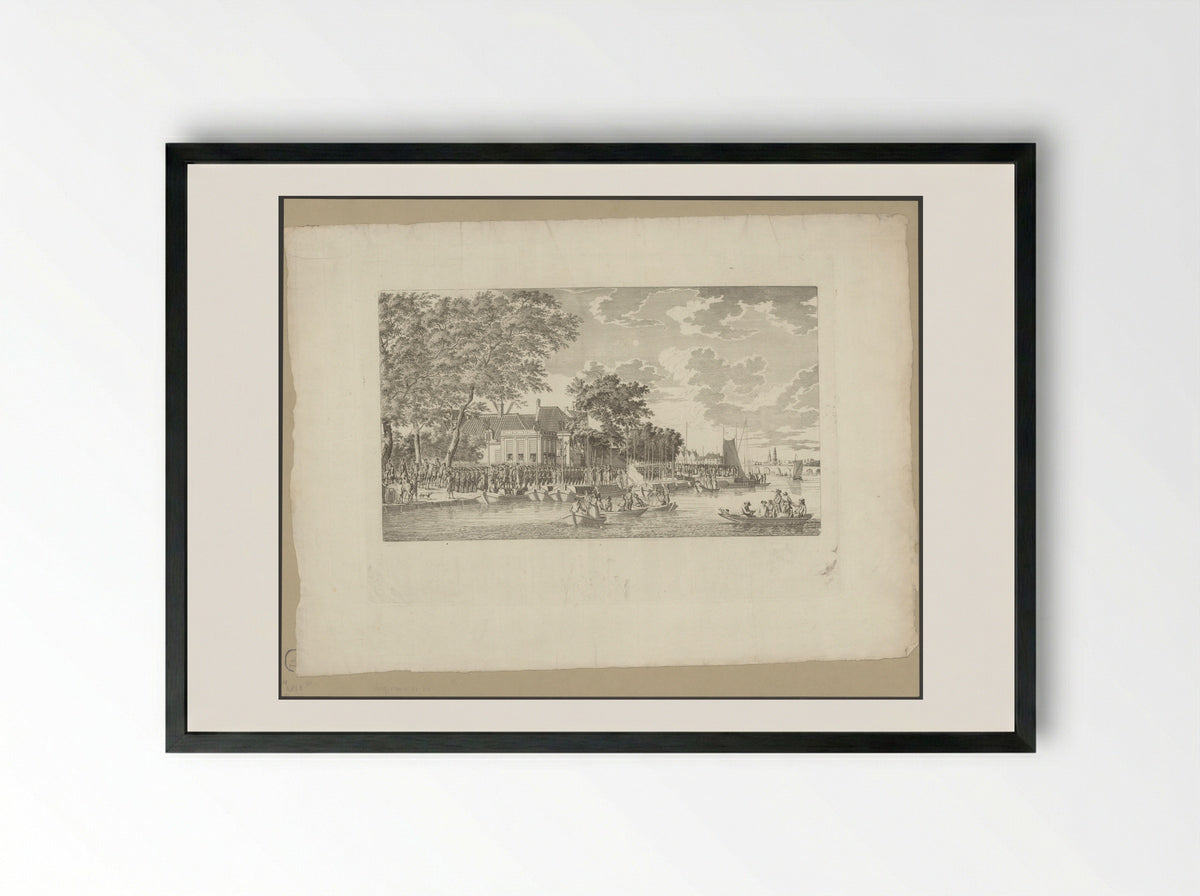 Uittocht van zeshonderd gewapende Amsterdamse burgers naar Utrecht, 17 juli 1787 - Jan Evert Grave - Framed Print Black