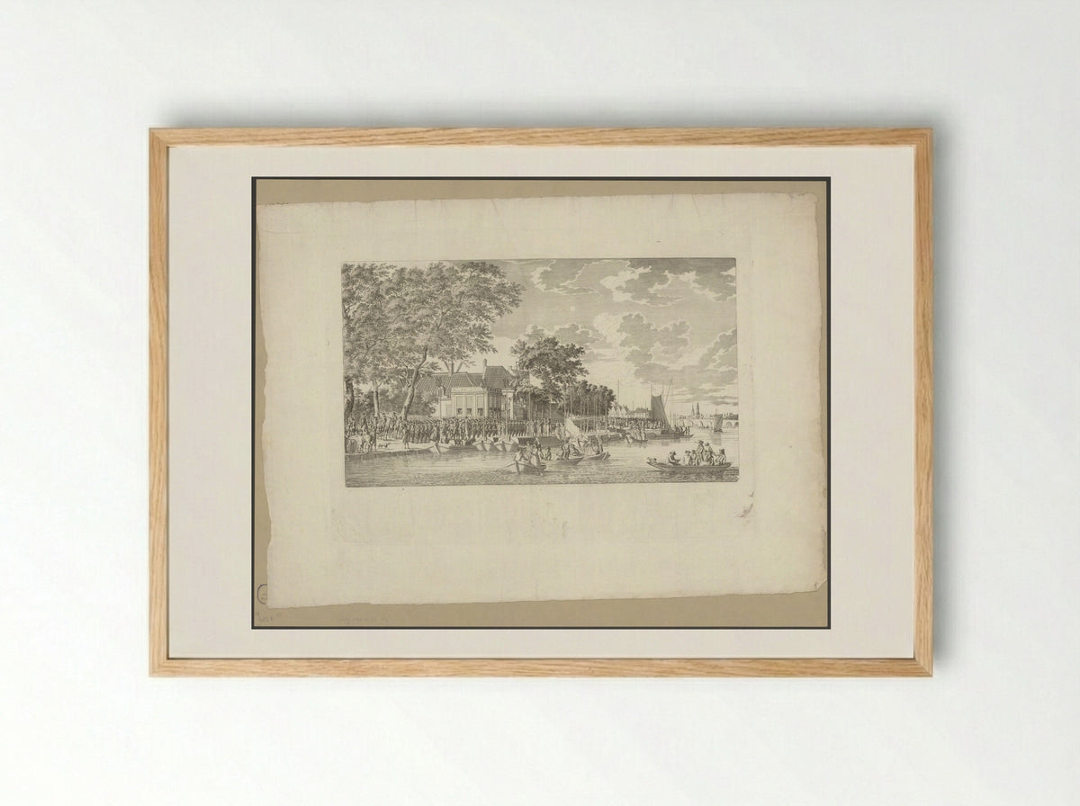 Uittocht van zeshonderd gewapende Amsterdamse burgers naar Utrecht, 17 juli 1787 - Jan Evert Grave - Framed Print Wood