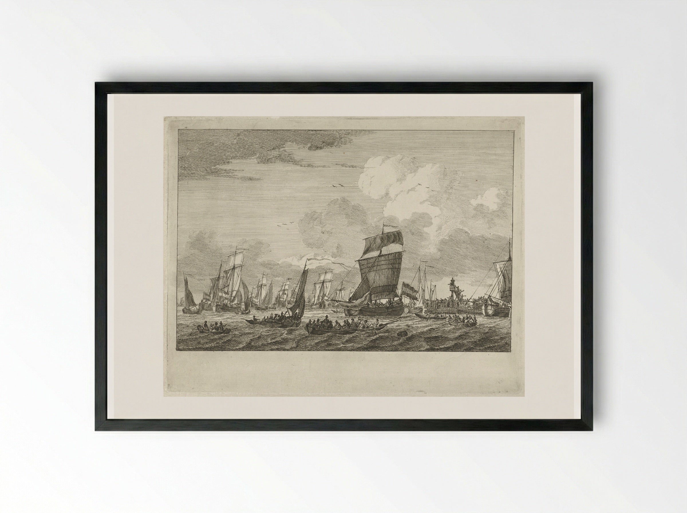 Uitvarende schepen bij Vlaardingen - Gerrit Groenewegen - Framed Print Black