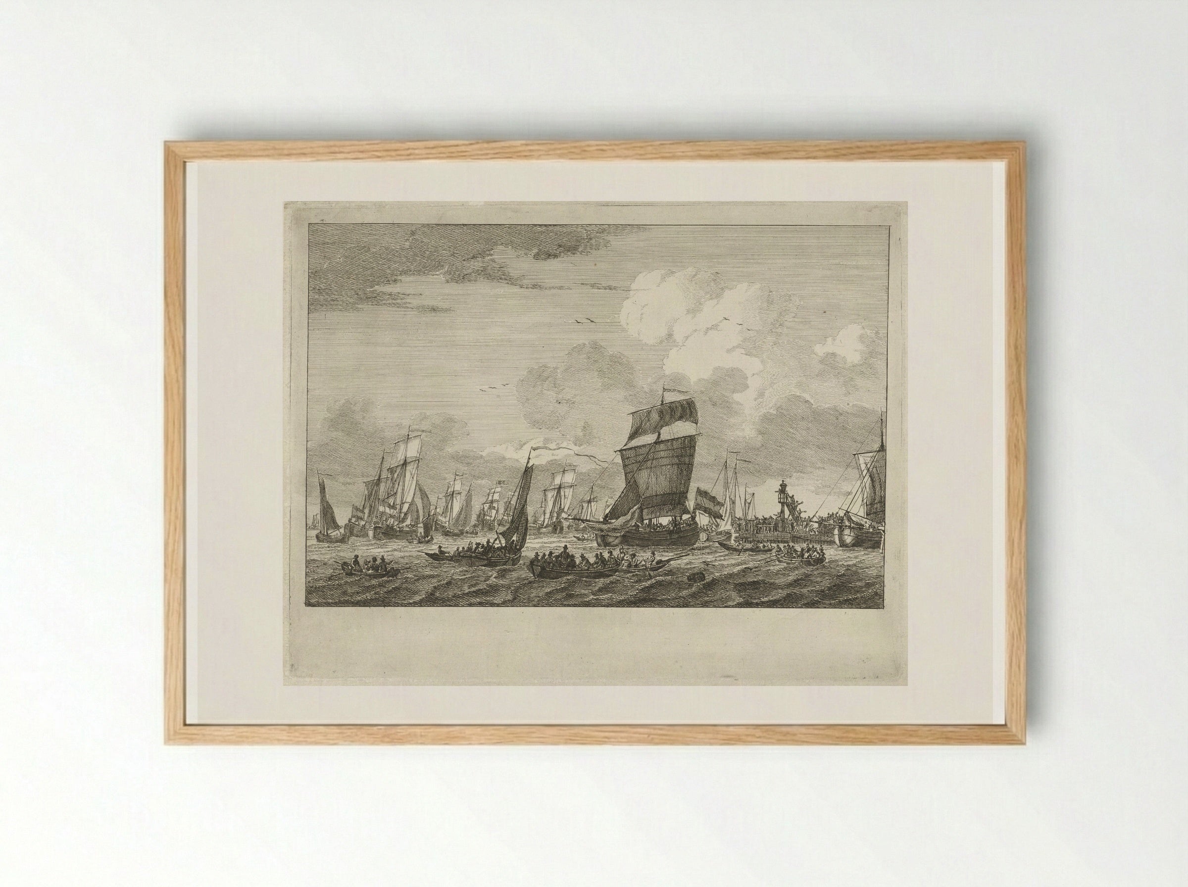 Uitvarende schepen bij Vlaardingen - Gerrit Groenewegen - Framed Print Wood