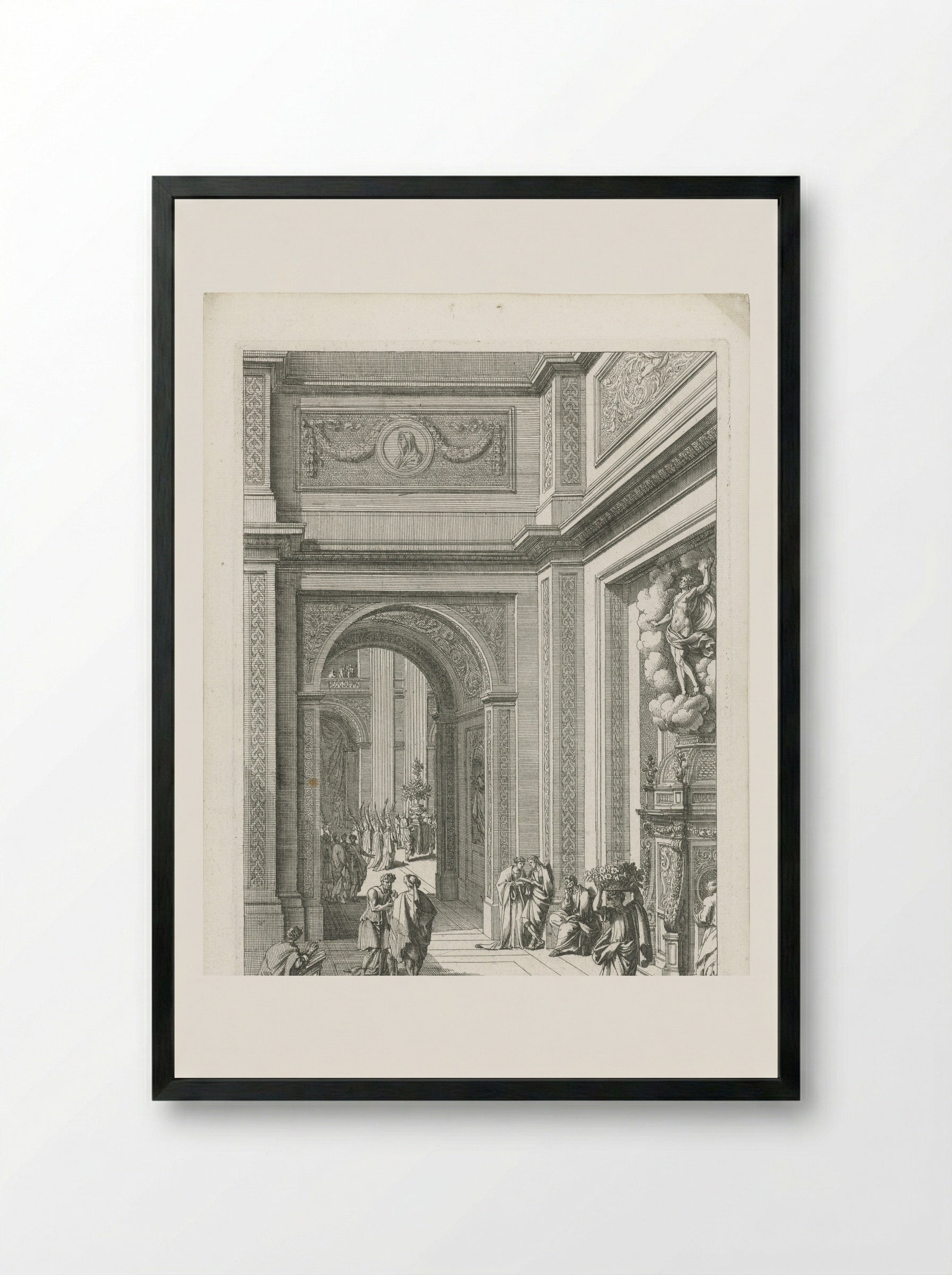 Uitzicht op gangpad en transept - Jean Lepautre - Framed Print Black