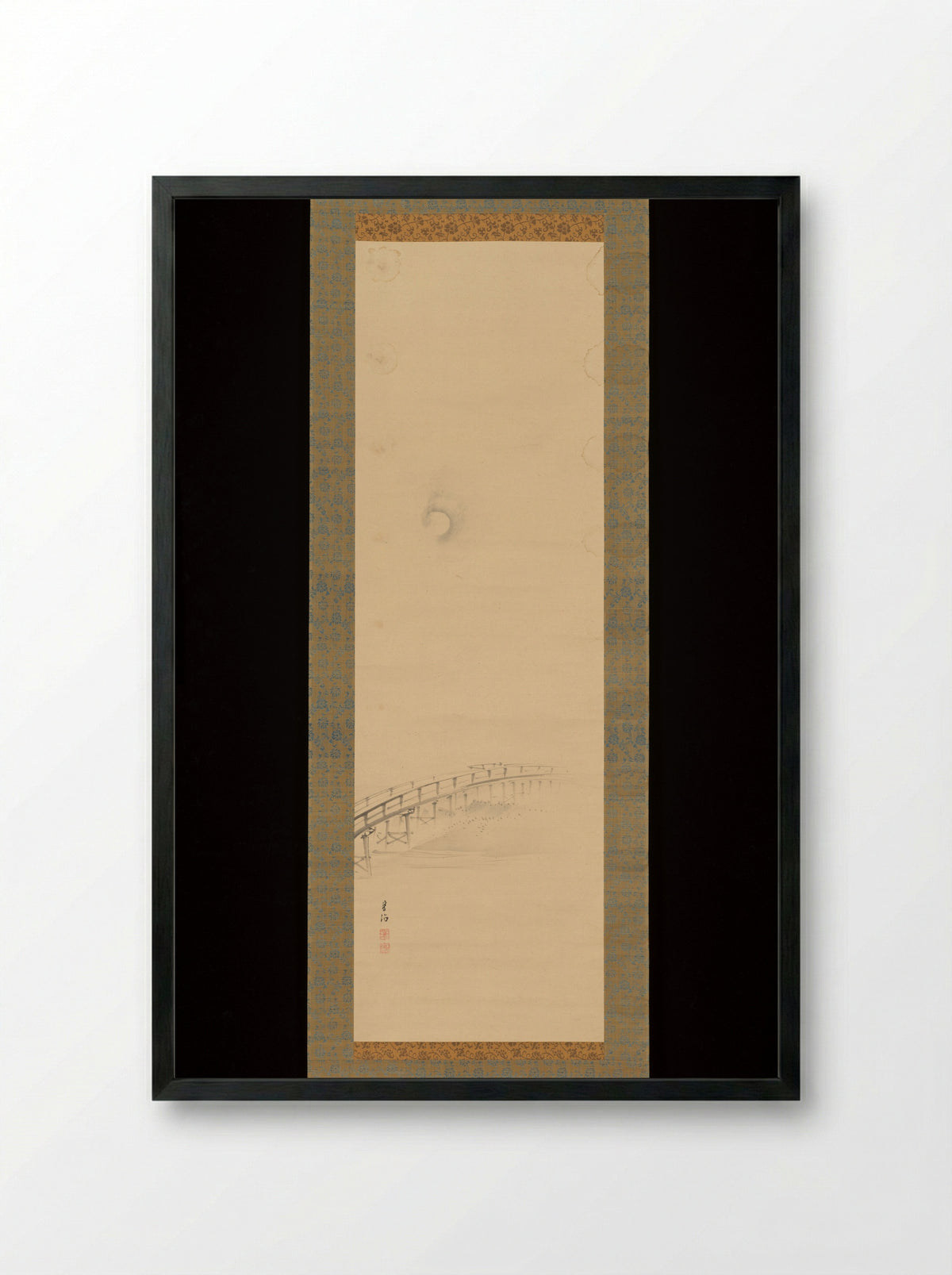 Uji Bridge in the Moonlight - Gantoku - Framed Print Black