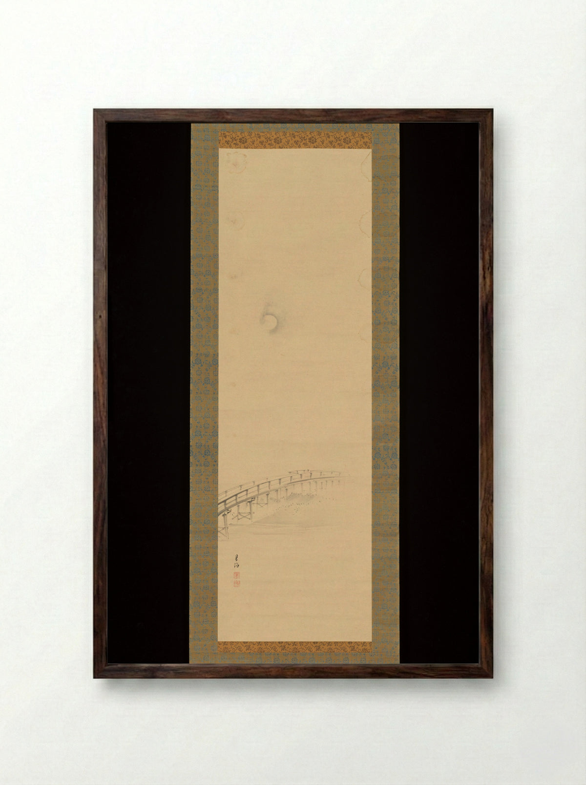 Uji Bridge in the Moonlight - Gantoku - Framed Print Dark Wood