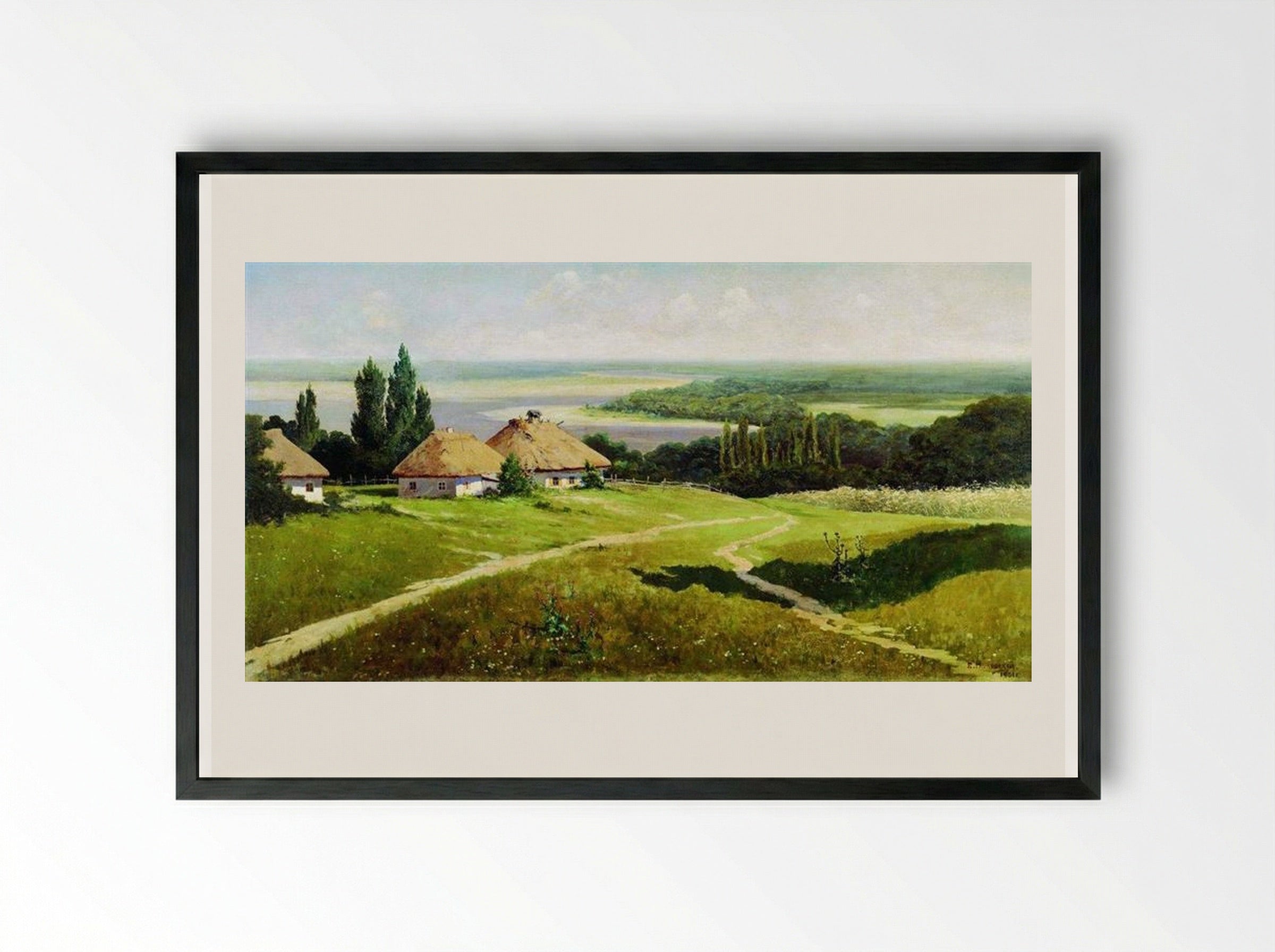 Ukrainian Village Scene - Vladimir Makovsky - Framed Print Black