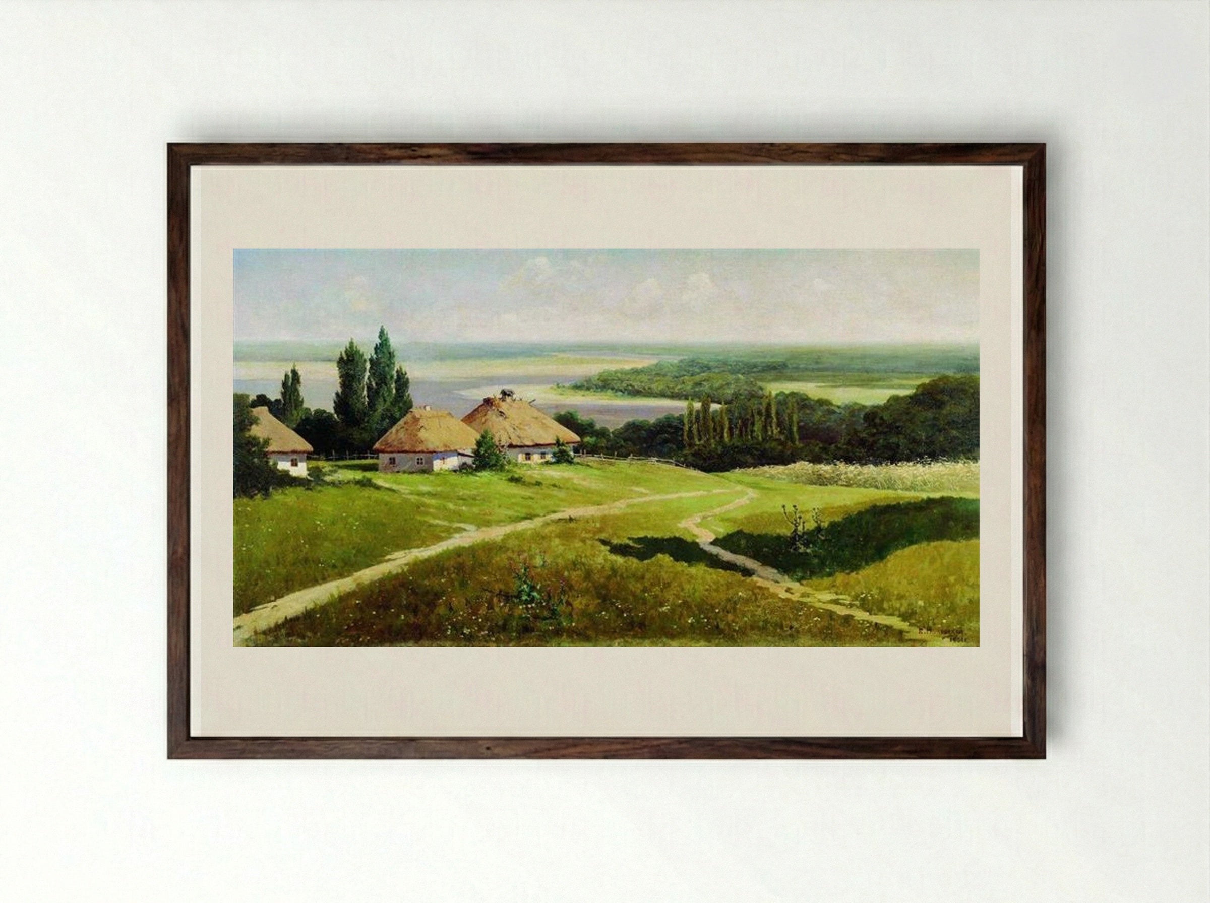 Ukrainian Village Scene - Vladimir Makovsky - Framed Print Dark Wood