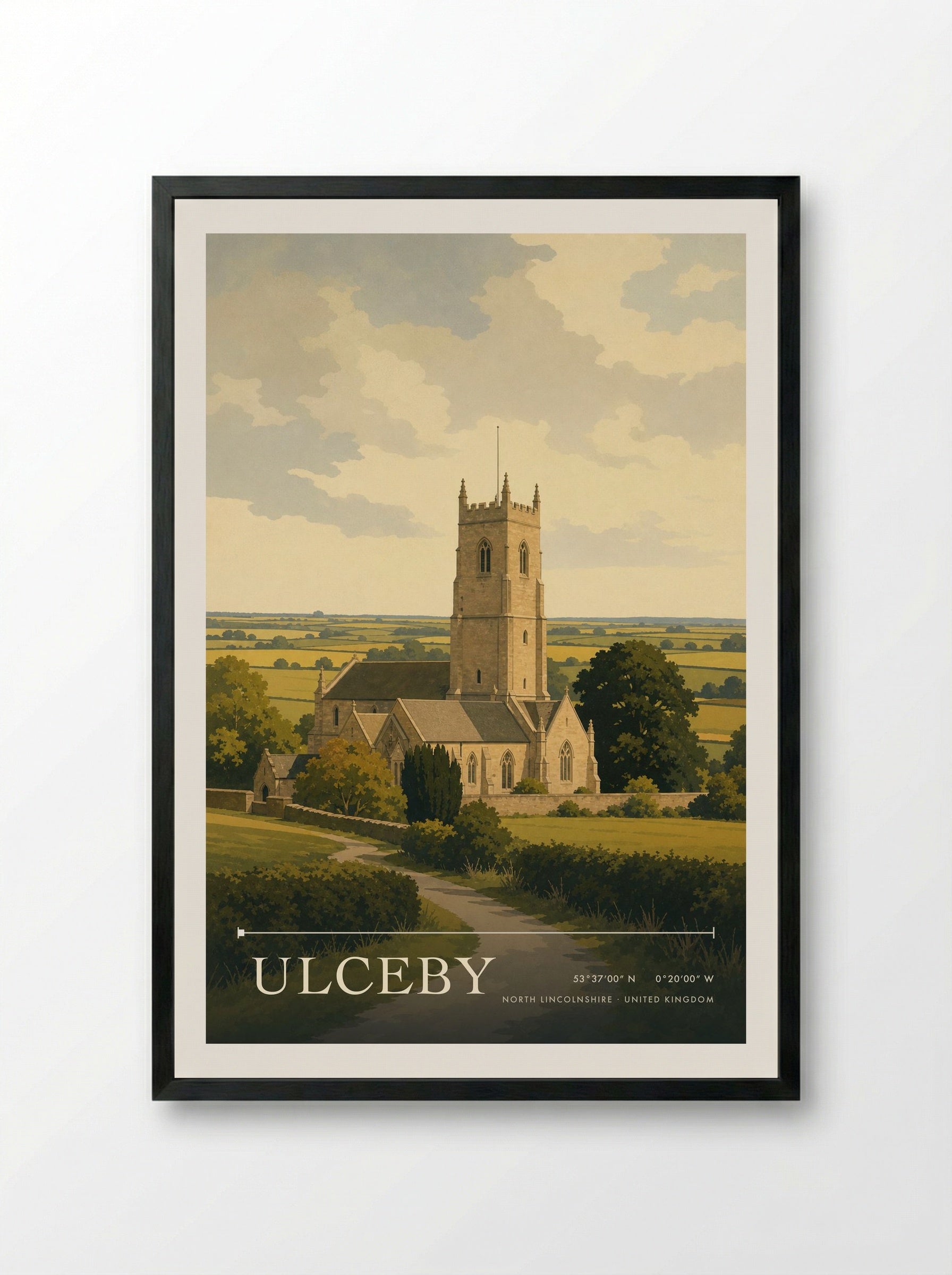 Ulceby North Lincolnshire United Kingdom Travel Poster - Framed Print Black