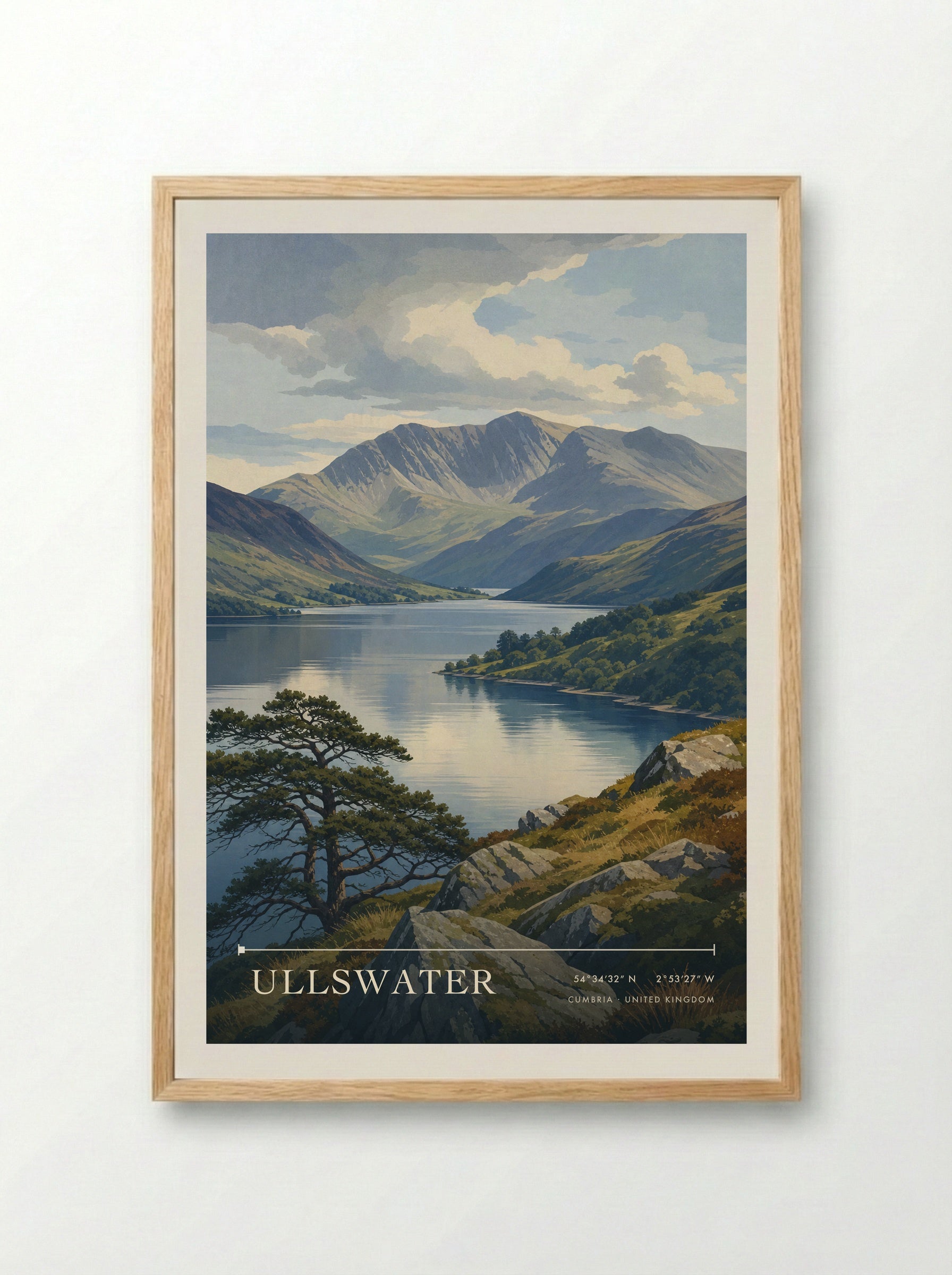 Ullswater Cumbria United Kingdom Travel Poster - Framed Print Wood
