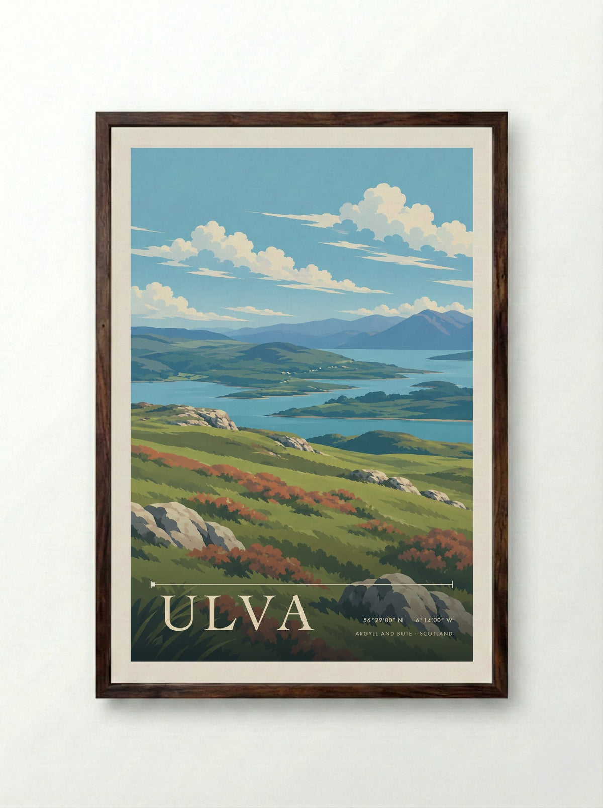 Ulva, Argyll and Bute | Travel Poster - Framed Print Dark Wood