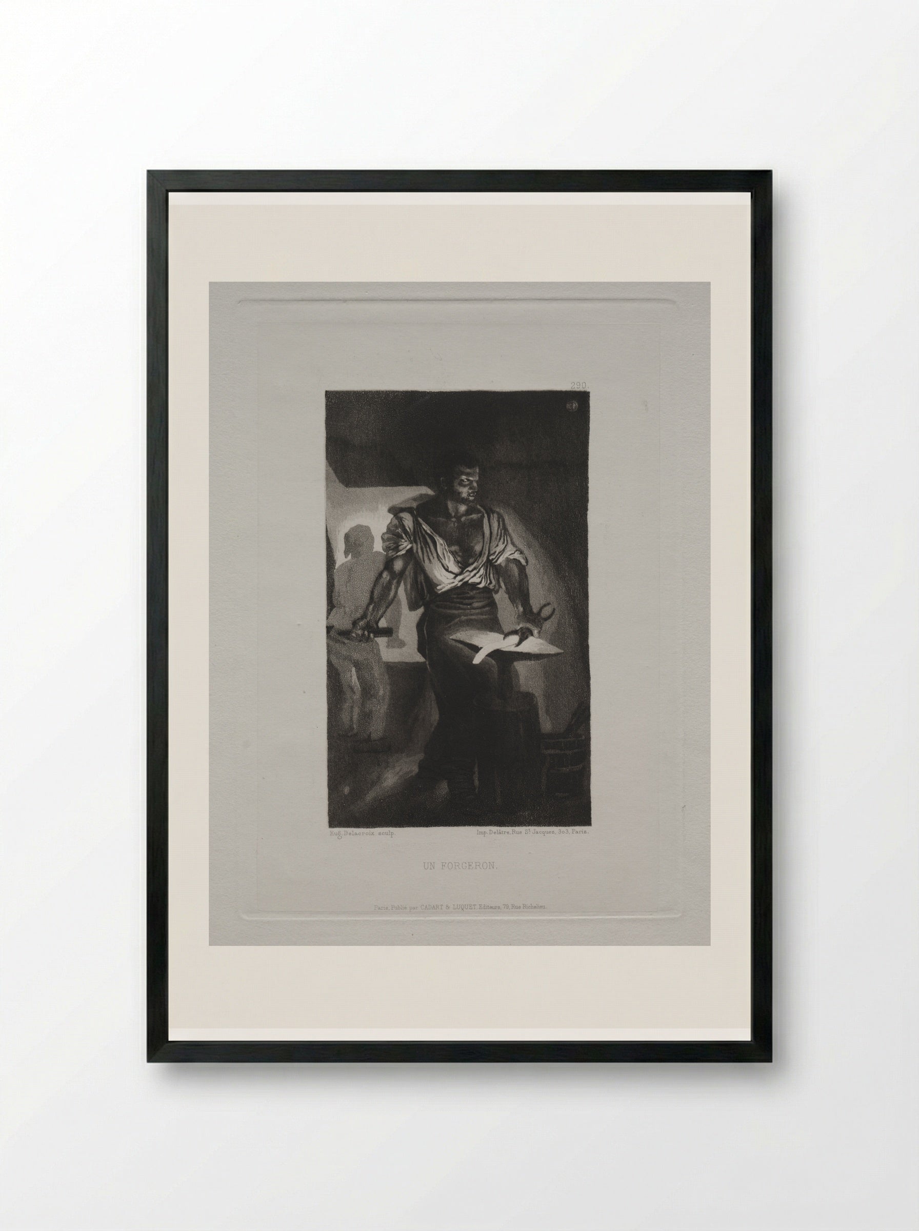 Un Forgeron (A Blacksmith) - Eugène Delacroix - Framed Print Black