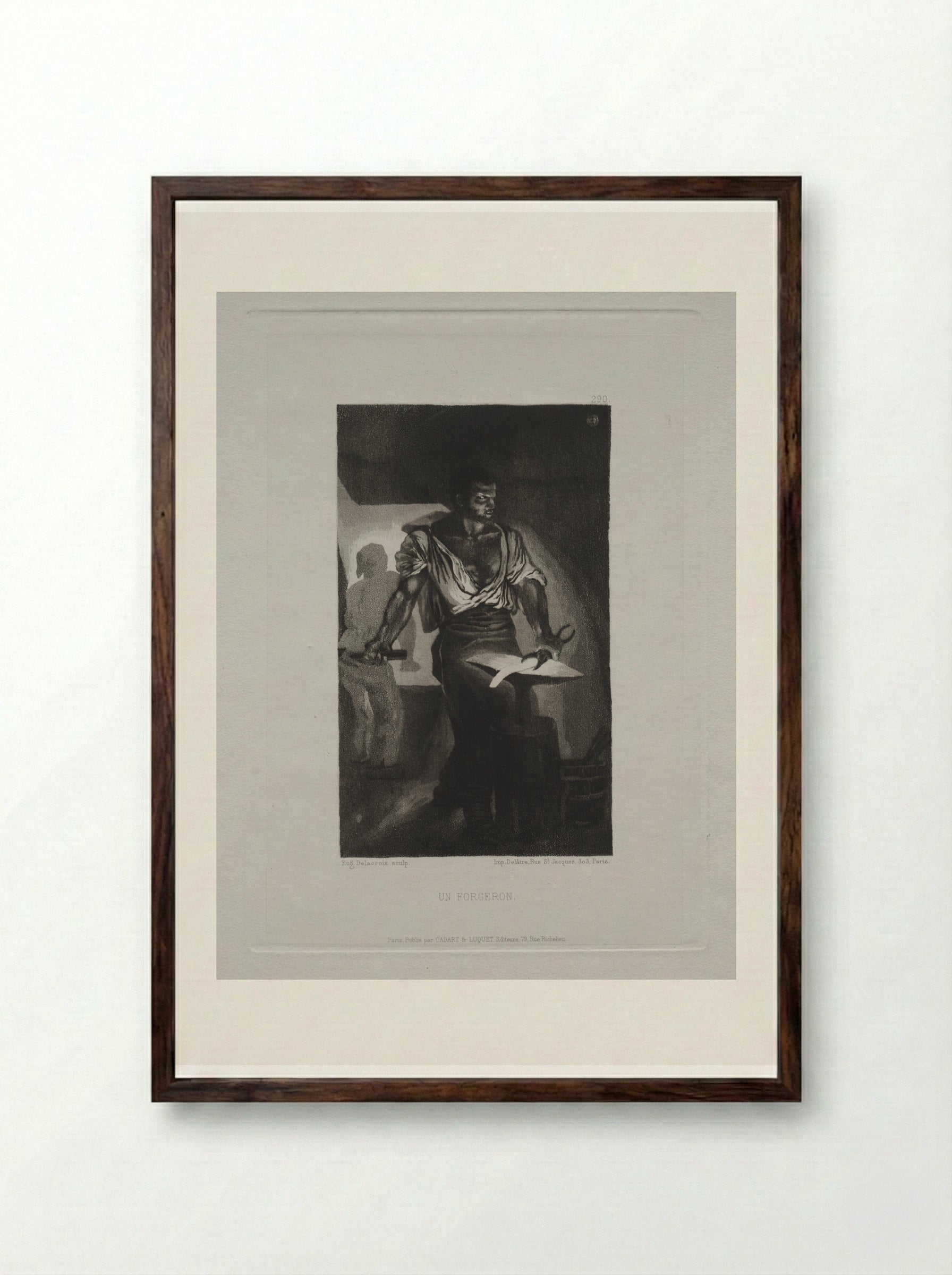 Un Forgeron (A Blacksmith) - Eugène Delacroix - Framed Print Dark Wood