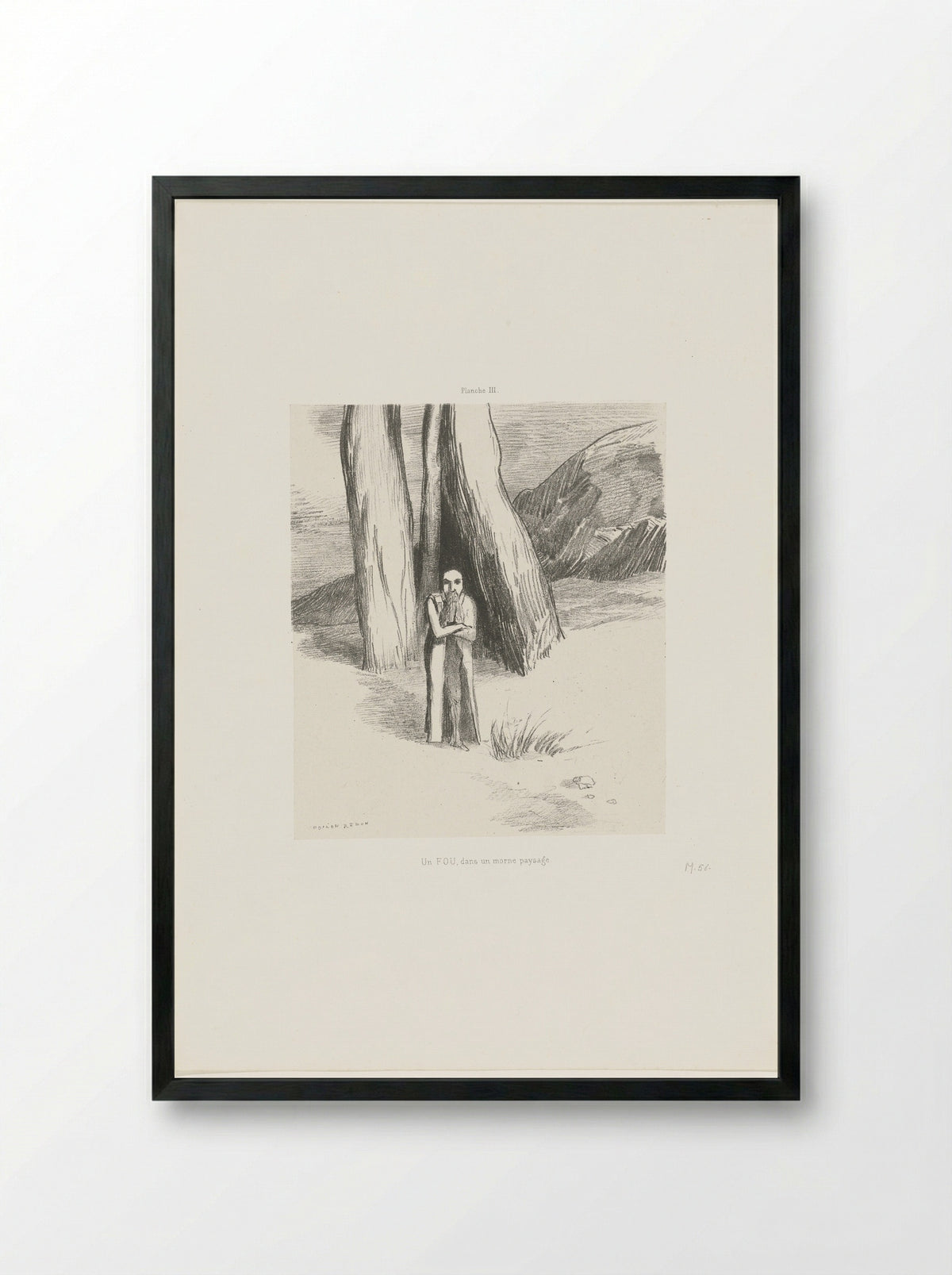 Un fou, dans un morne paysage - Odilon Redon - Framed Print Black