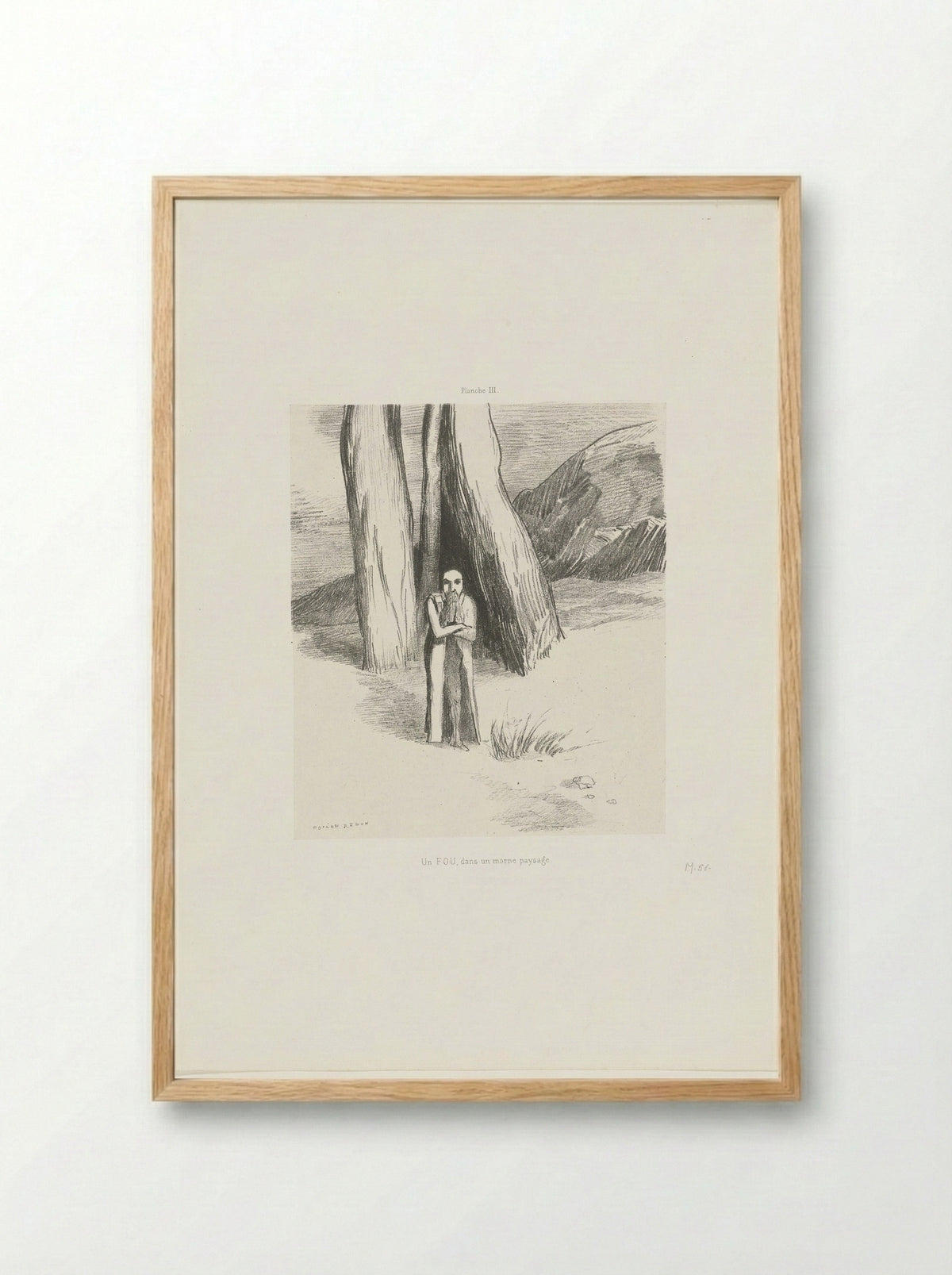 Un fou, dans un morne paysage - Odilon Redon - Framed Print Wood