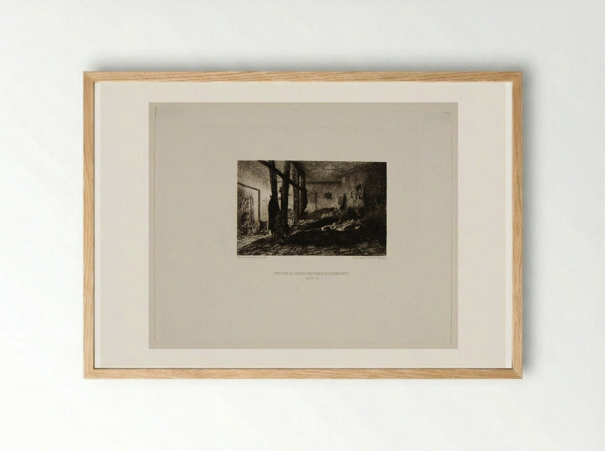 Un poste de gardes nationaux aux remparts - Maxime Lalanne - Framed Print Wood