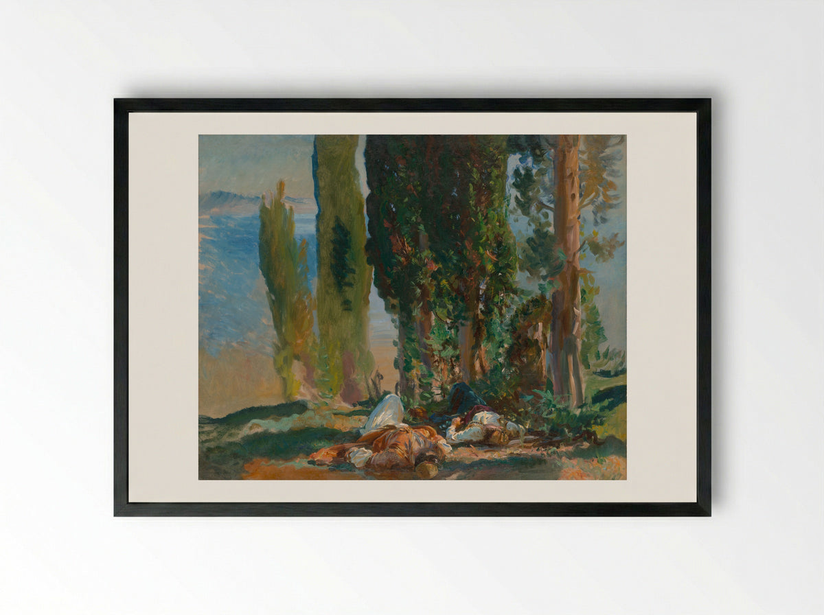Under the Cypress Trees at Corfu - John Singer Sargent - Framed Print Black