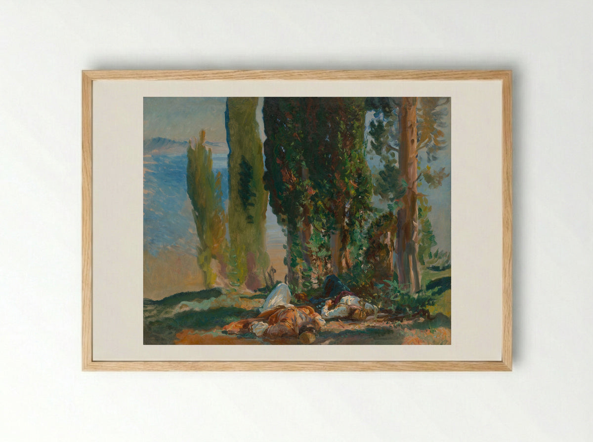 Under the Cypress Trees at Corfu - John Singer Sargent - Framed Print Wood
