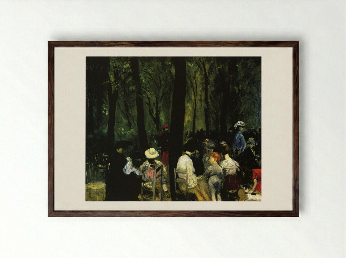 Under the Trees, Luxembourg Gardens - William James Glackens - Framed Print Dark Wood